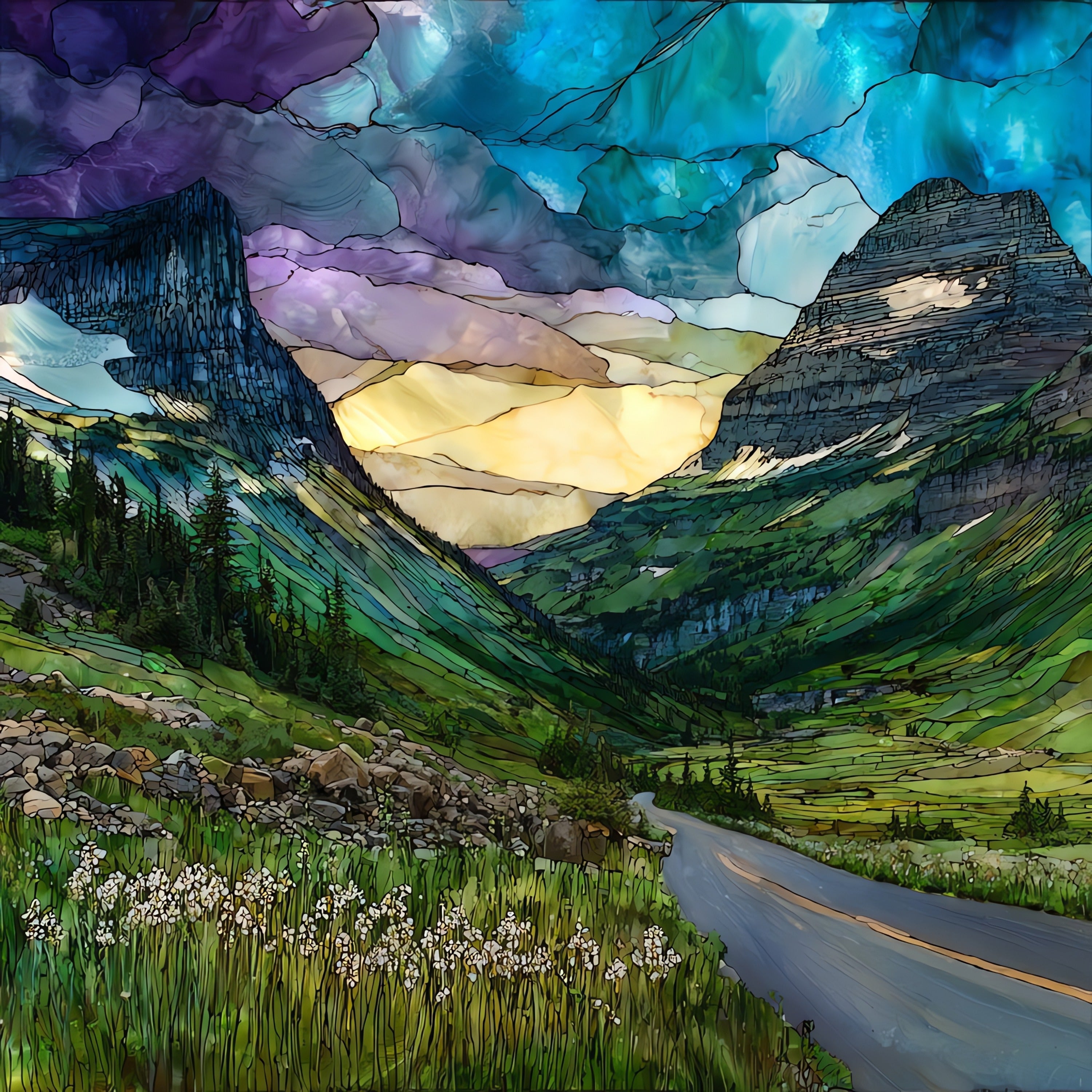 Going-to-the-Sun Road cresting — ceramic art tile