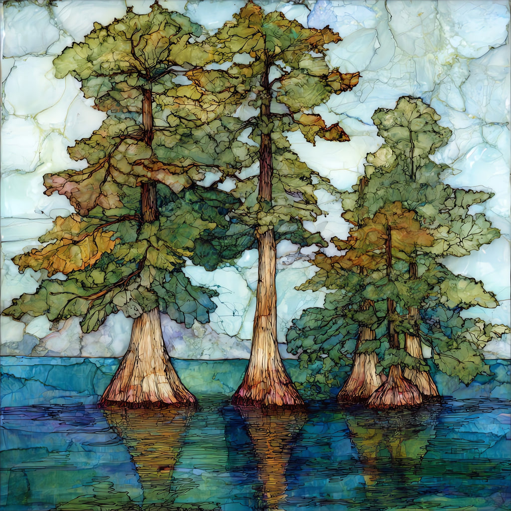Hochatown cypress standing in — ceramic art tile