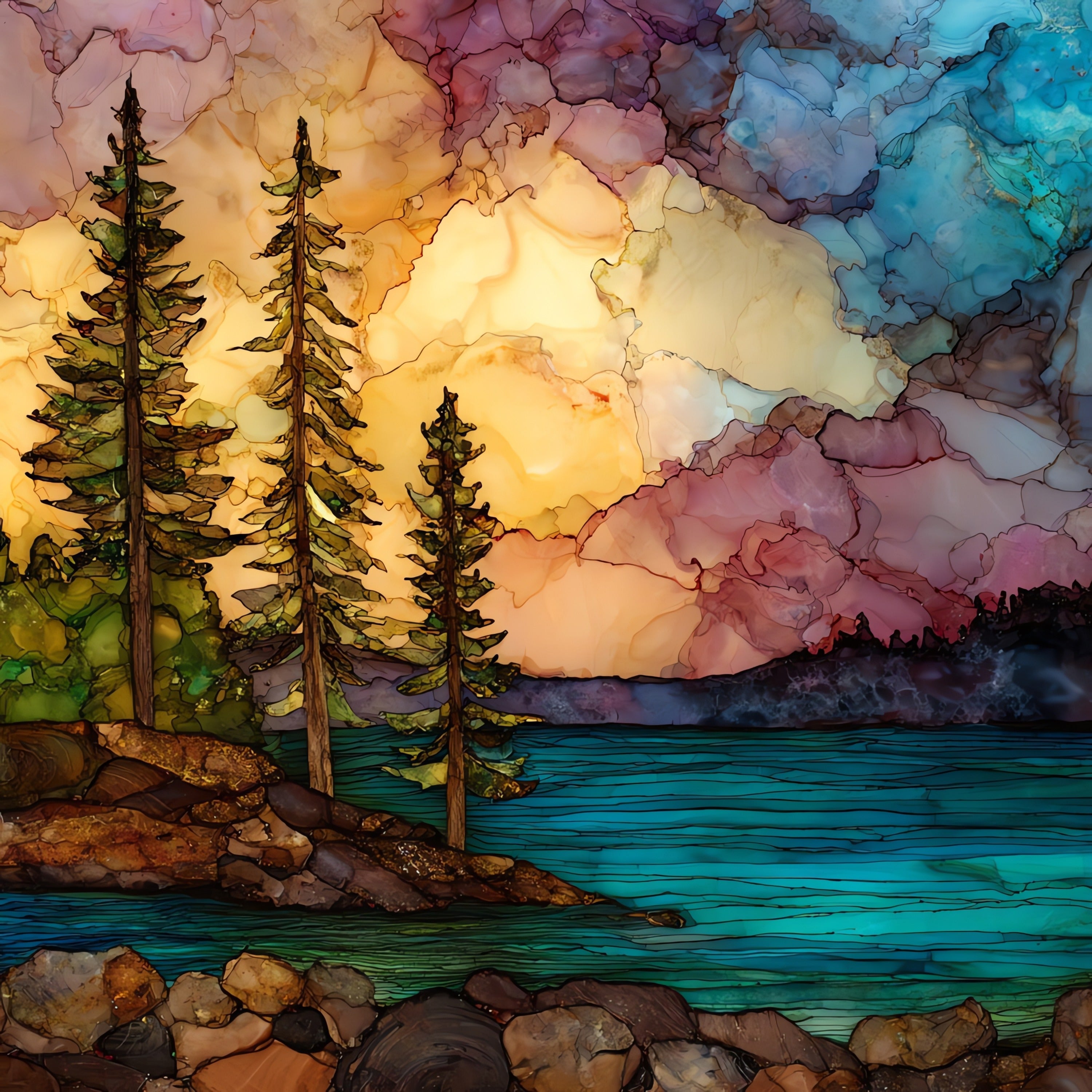Broken Bow Lake — ceramic art tile