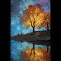 Iowa autumn maple along the Mississippi River — ceramic art tile