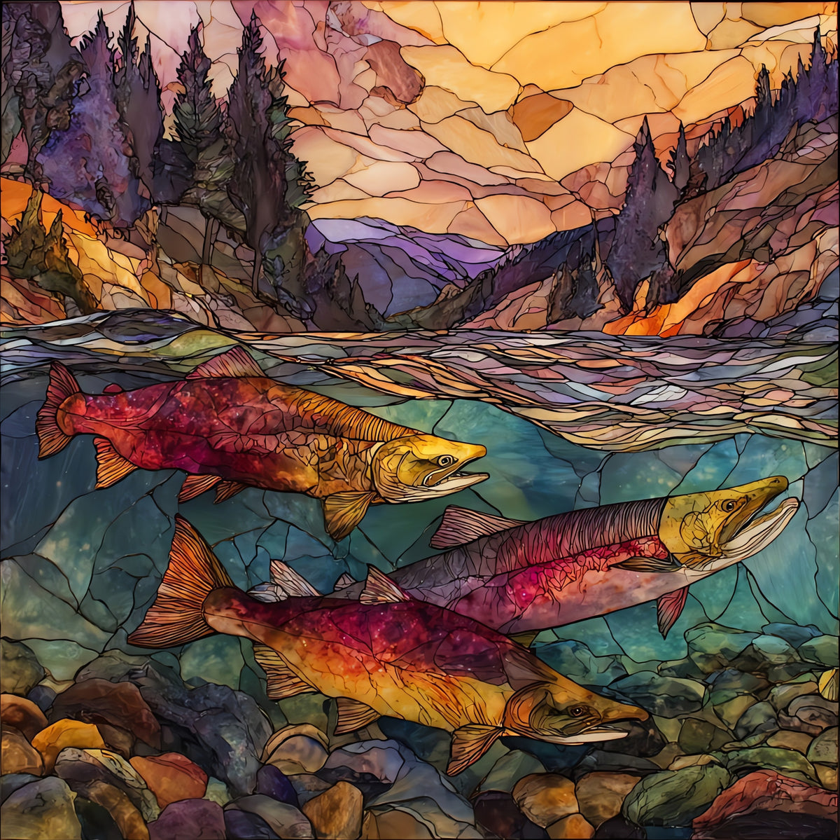 the Salmon River — ceramic art tile