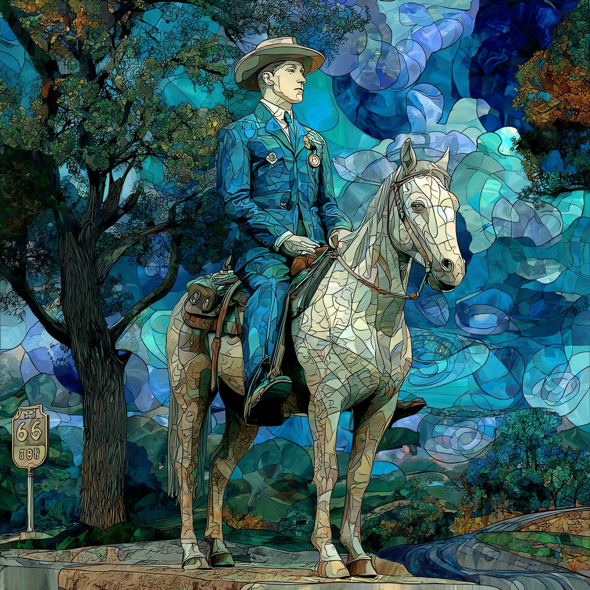 the Will Rogers giant statue — ceramic art tile