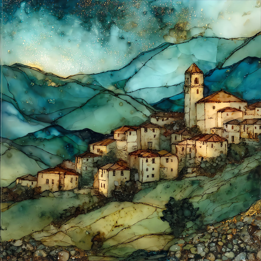 Arachova mountain village — ceramic art tile