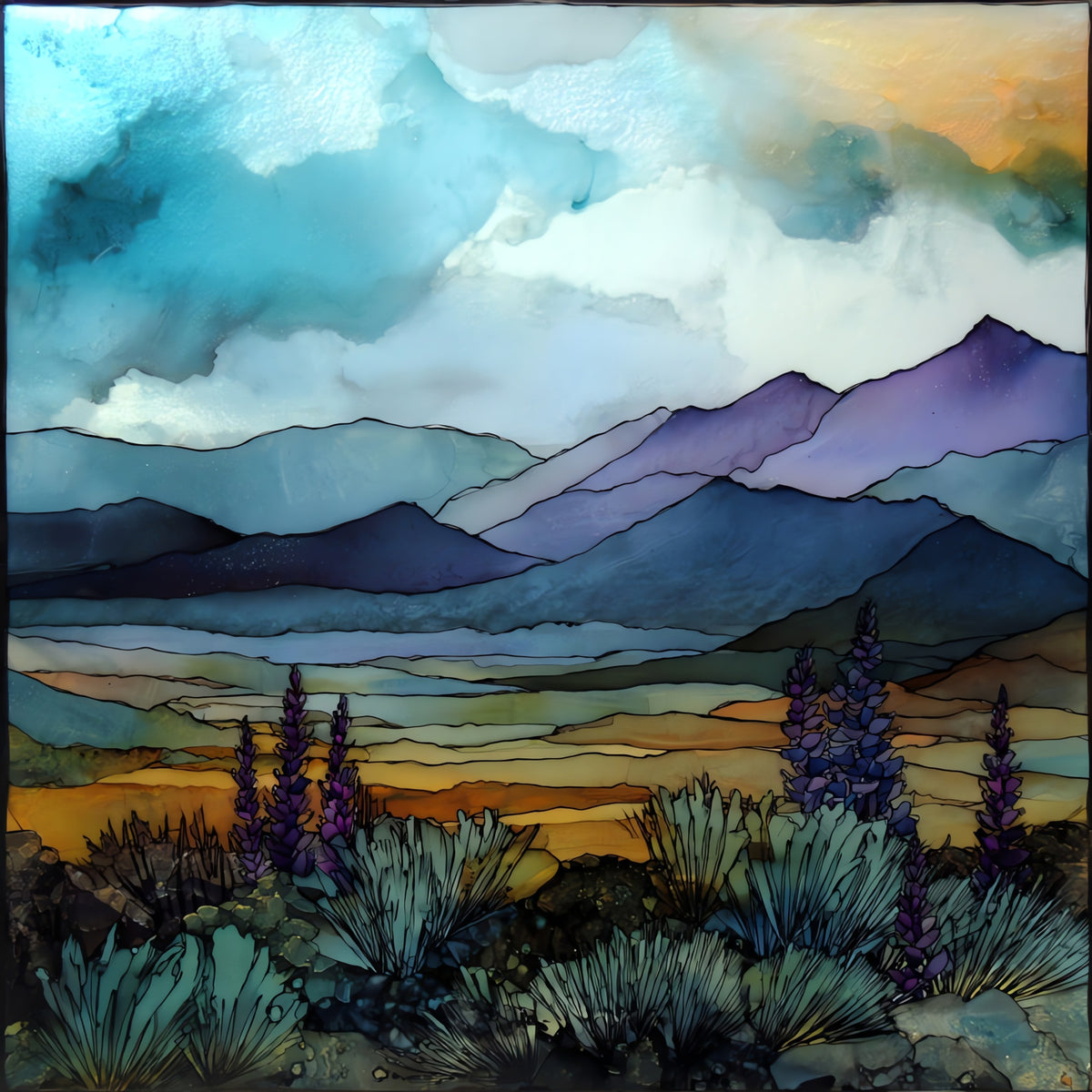 the Toiyabe Range silhouetted over Smoky — ceramic art tile
