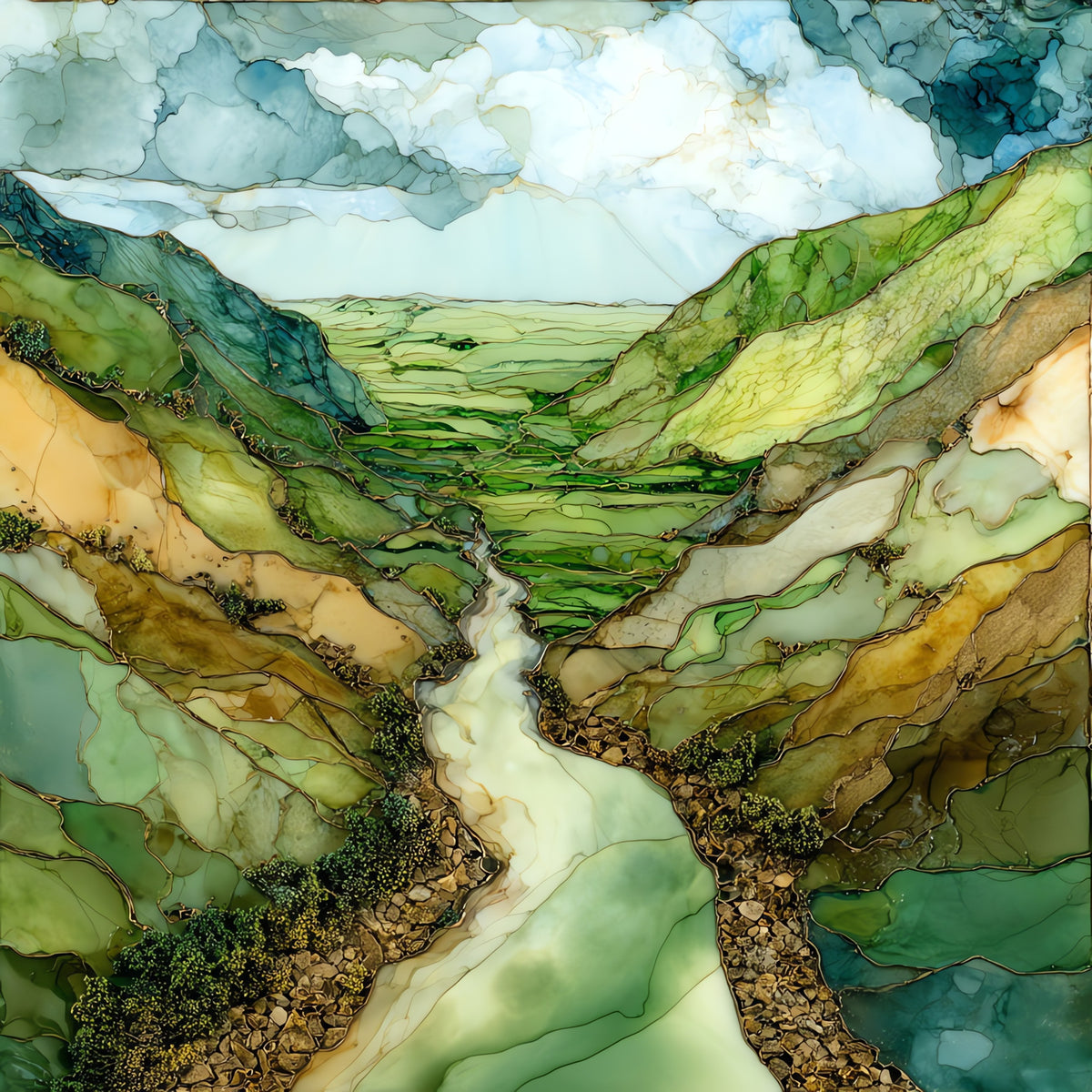 the Smoky Hill River cutting — ceramic art tile