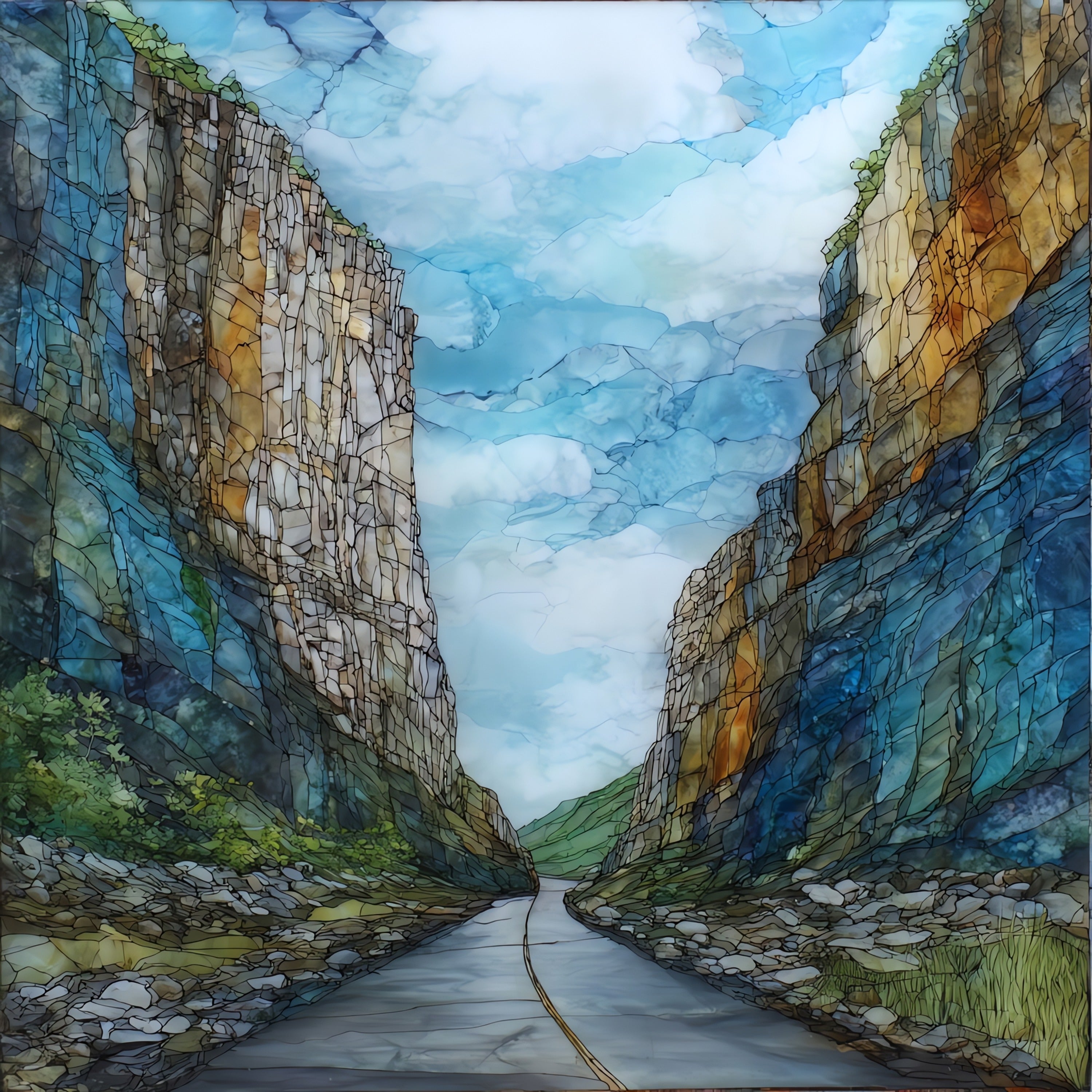 Smugglers' Notch pass between — ceramic art tile
