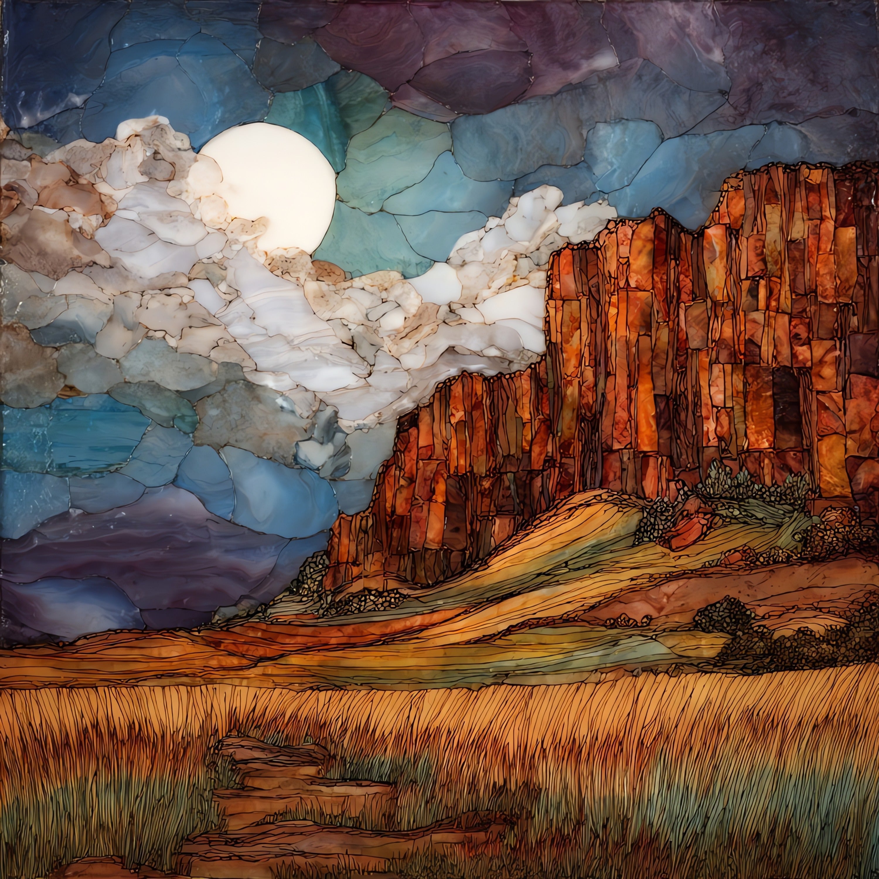 Pipestone red rock cliff — ceramic art tile