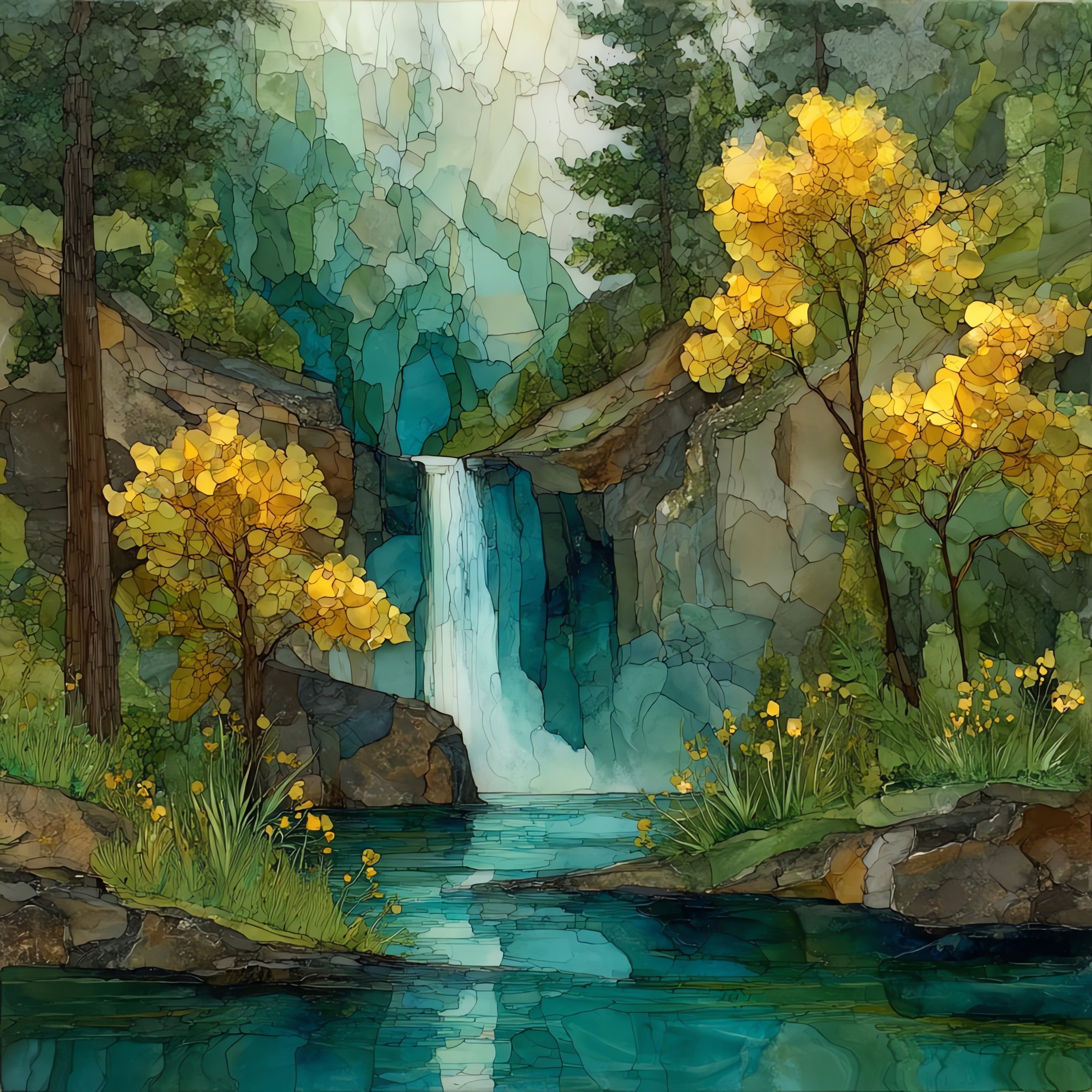 a Zion spring waterfall — ceramic art tile