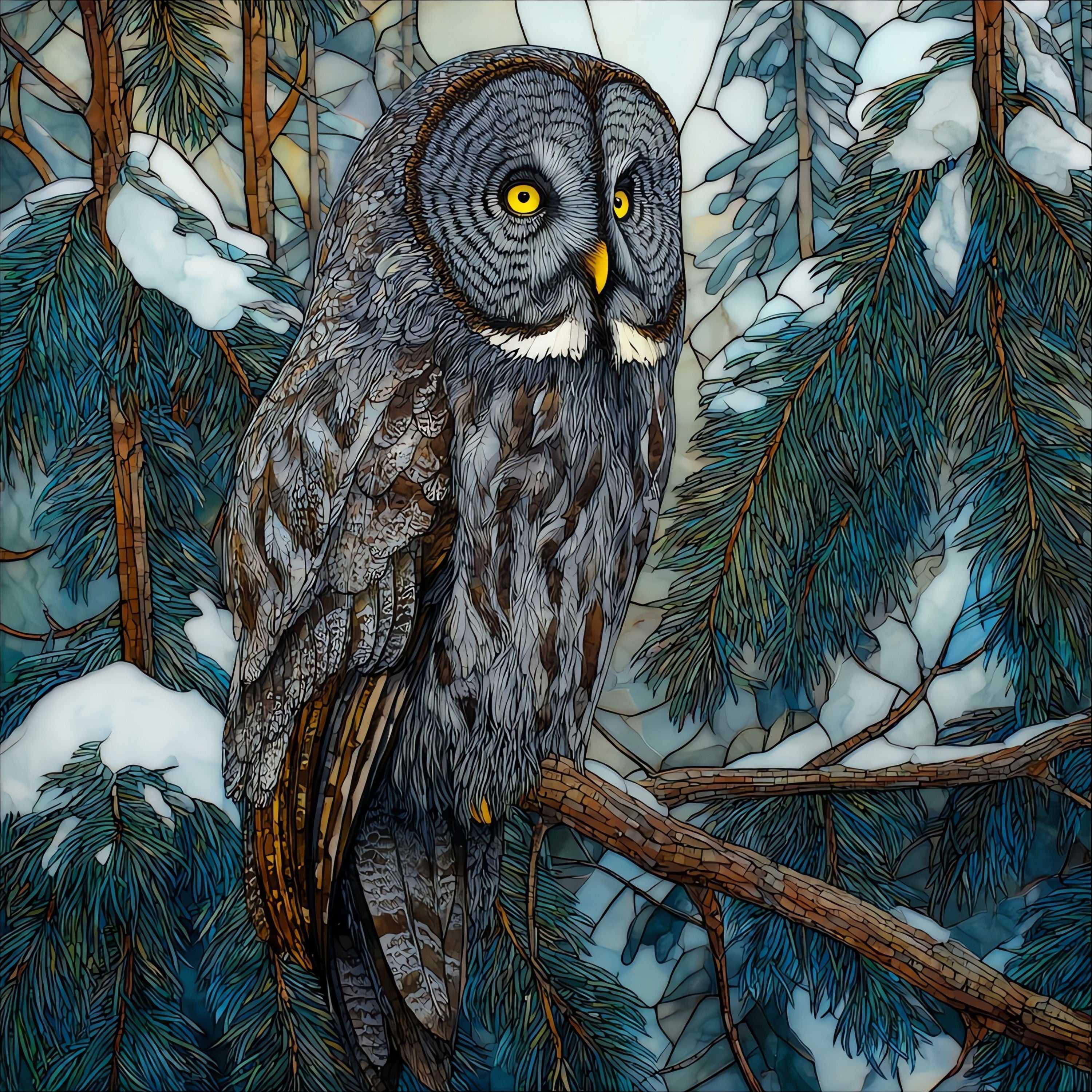 Great Gray Owl — ceramic art tile