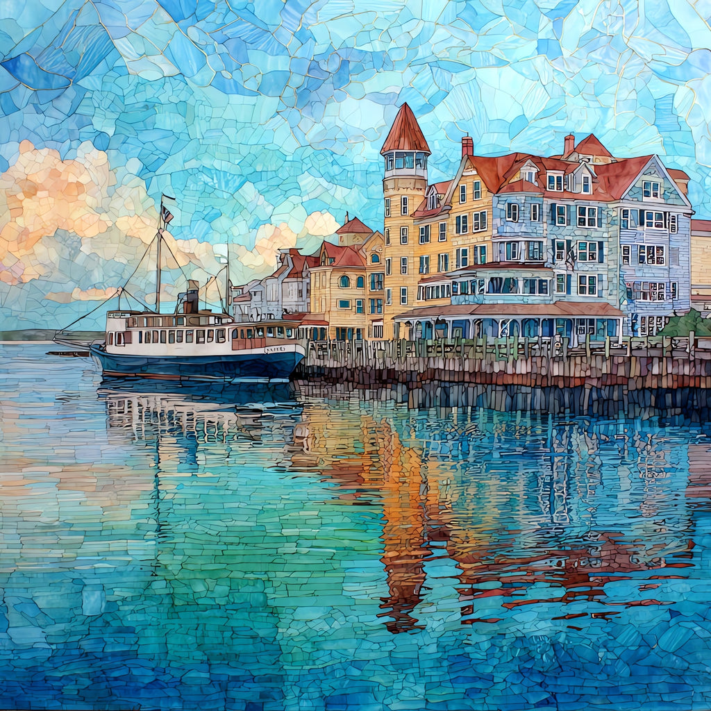 Block Island Old Harbor — ceramic art tile