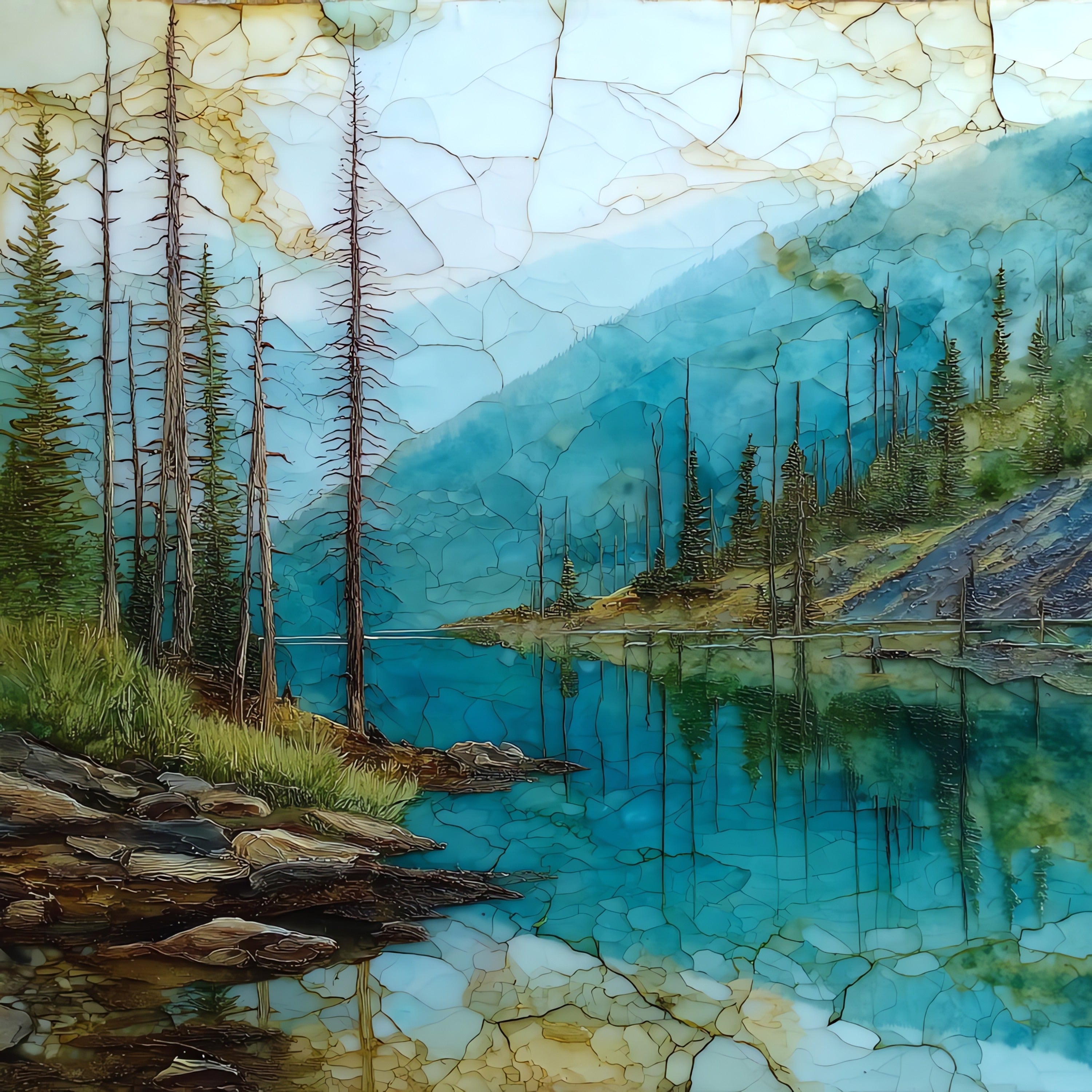 the Earthquake Lake ghost forest in — ceramic art tile