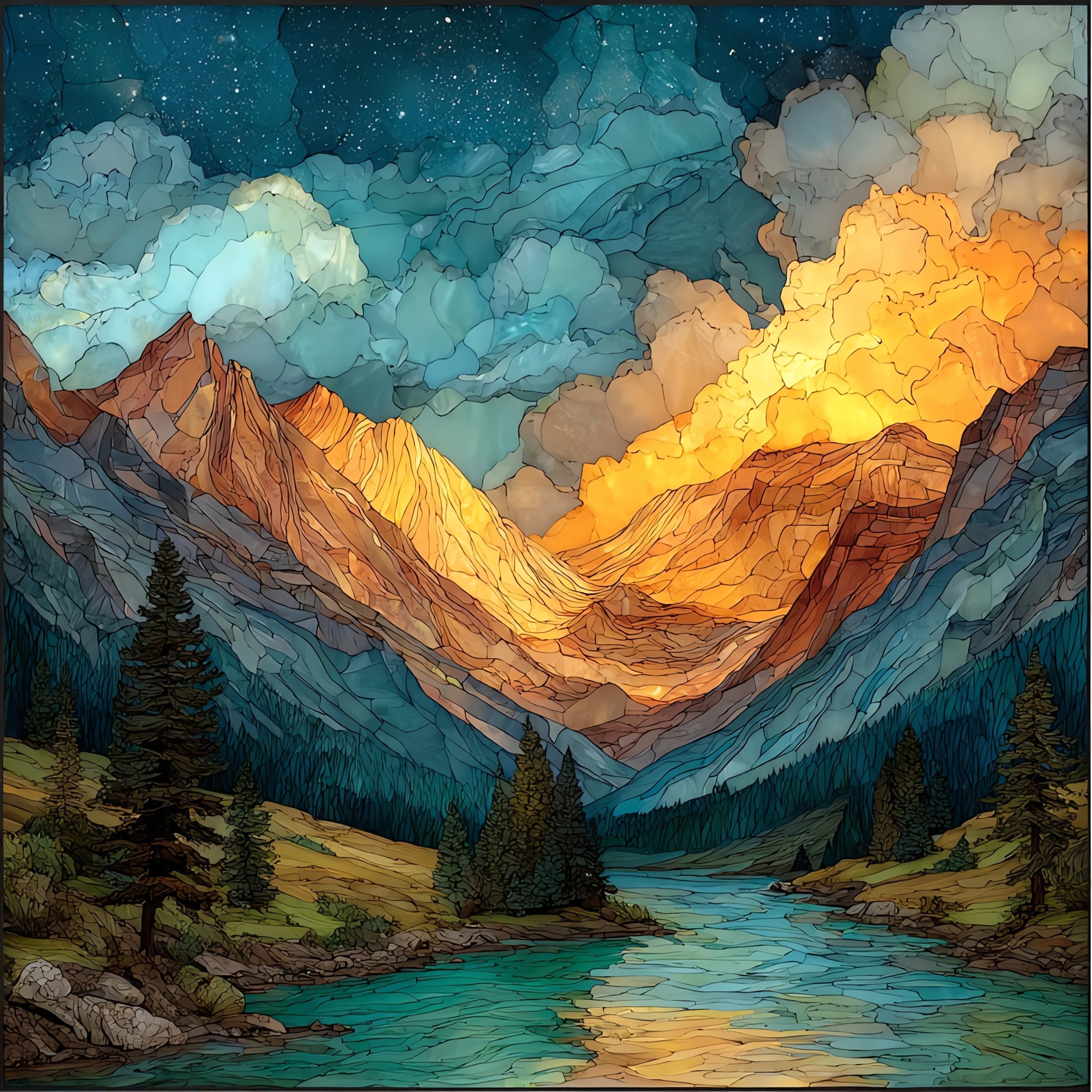 Many Glacier — ceramic art tile