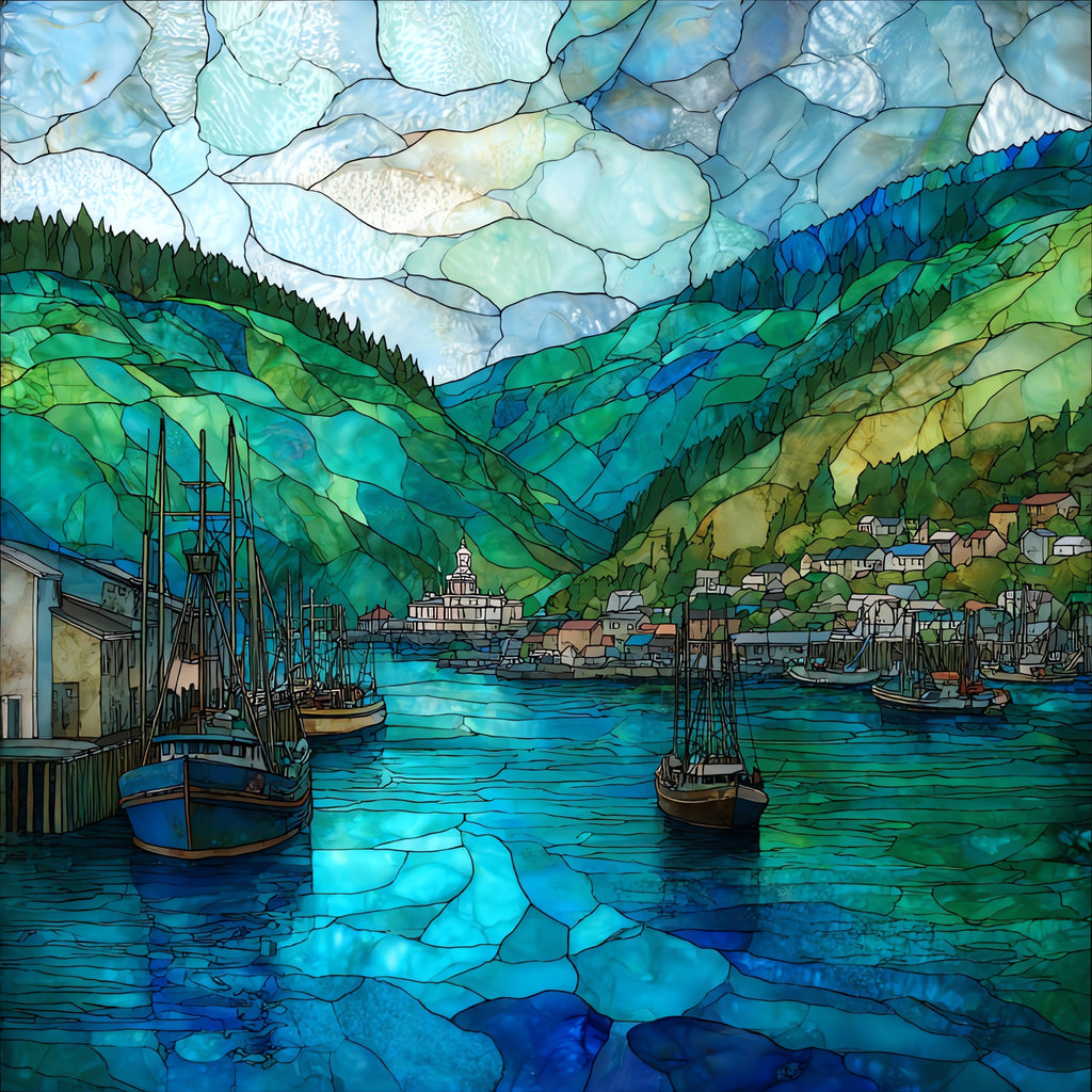 Kodiak harbor — ceramic art tile