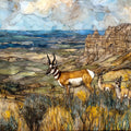 a pronghorn buck on a sage ridge — ceramic art tile