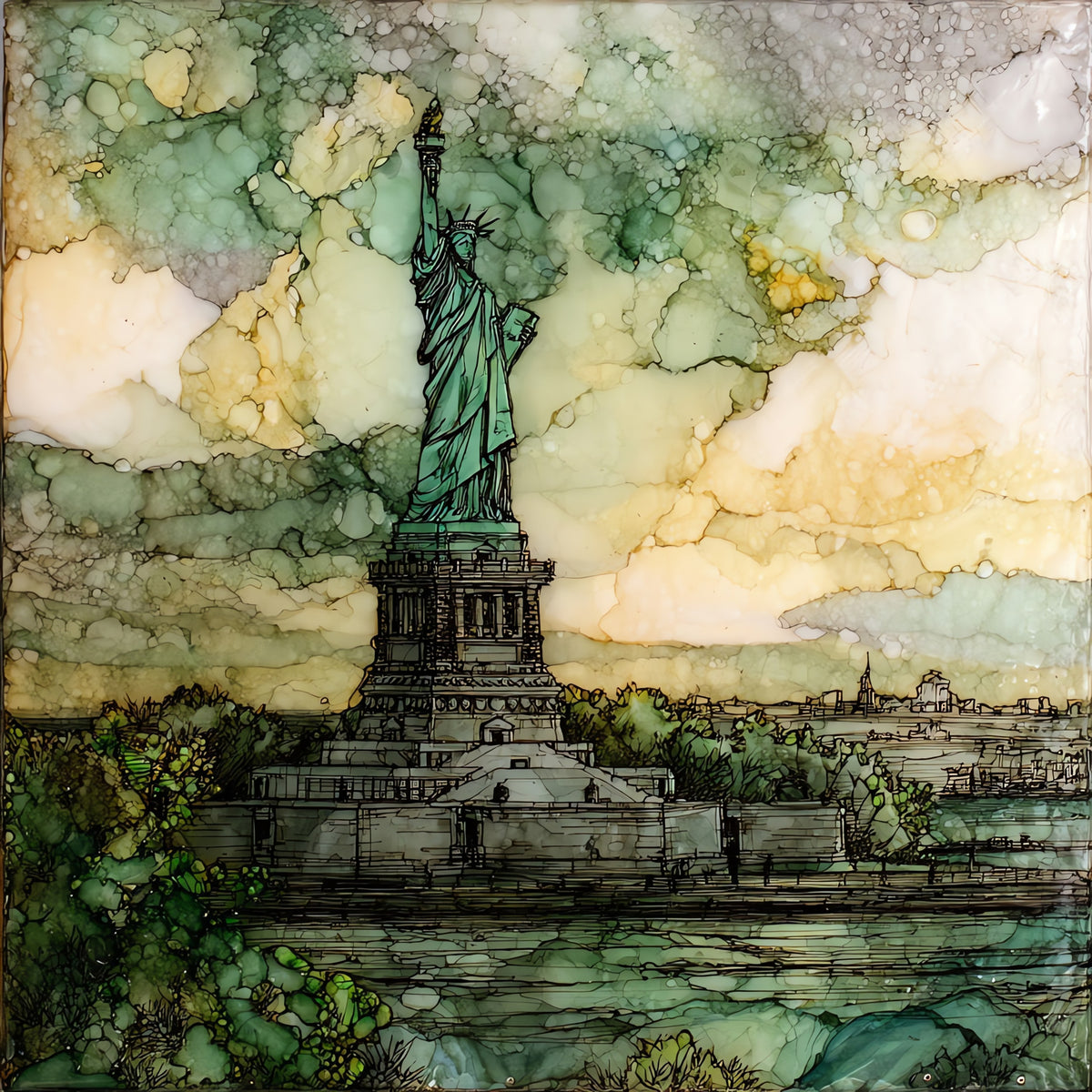 the Statue of Liberty — ceramic art tile