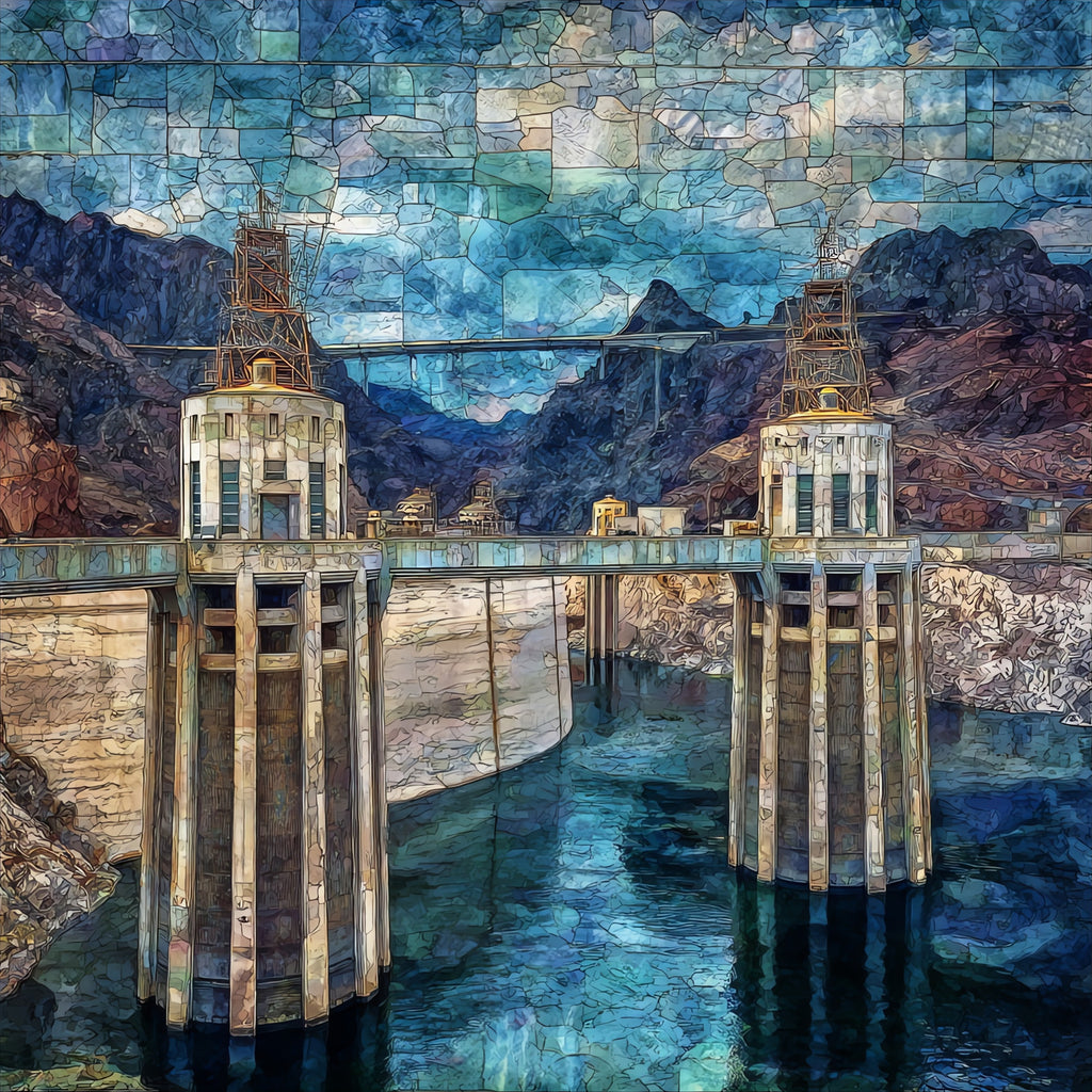 the Hoover Dam tour entrance on — ceramic art tile