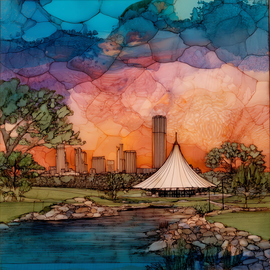 Scissortail Park — ceramic art tile