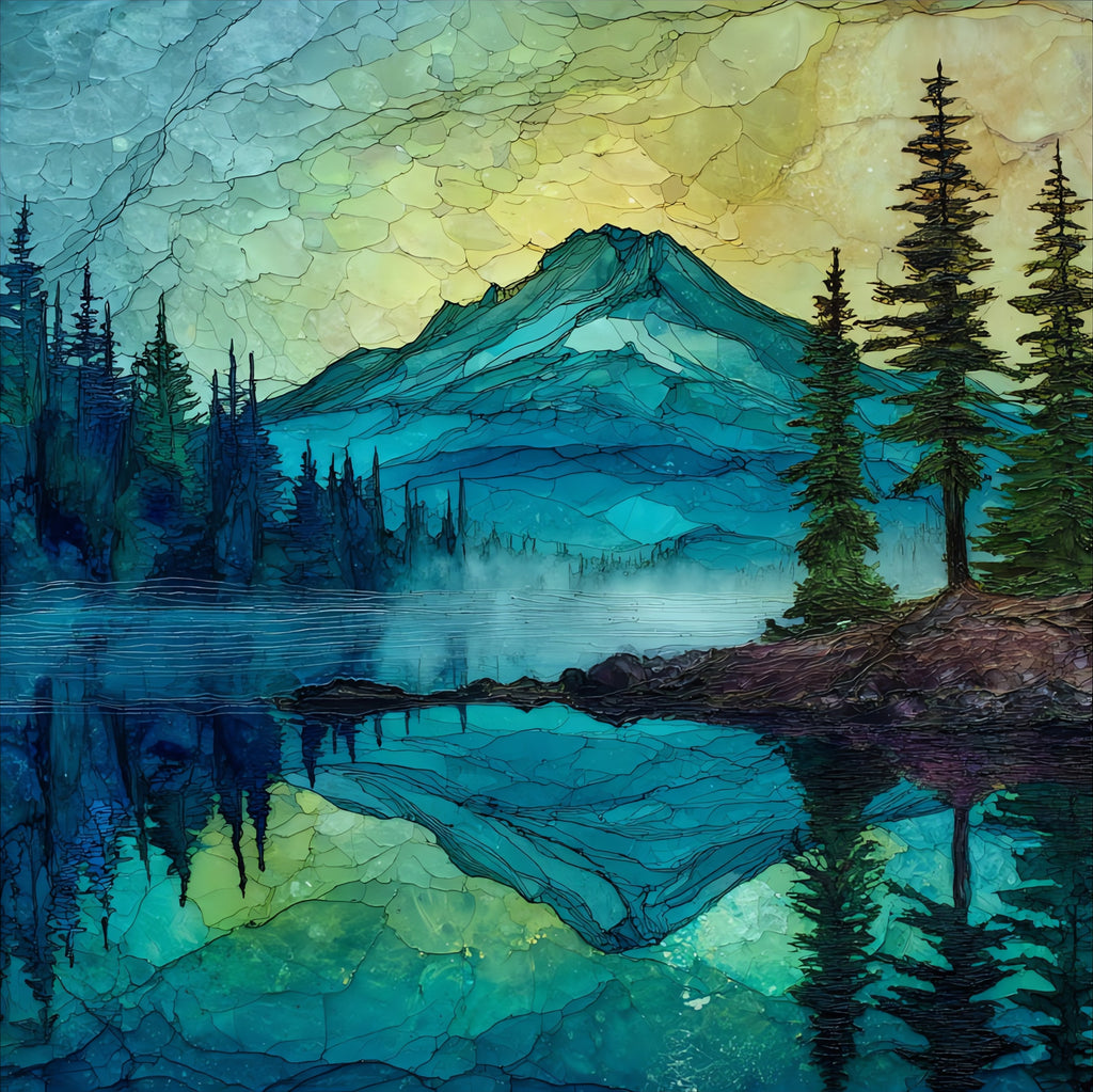 Mount Hood reflected — ceramic art tile