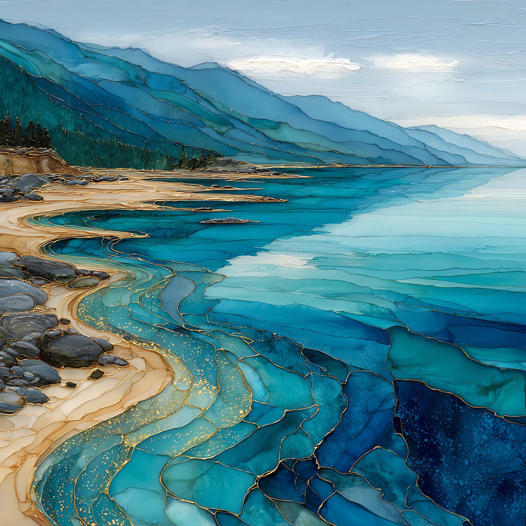Sandbeach Lake — ceramic art tile