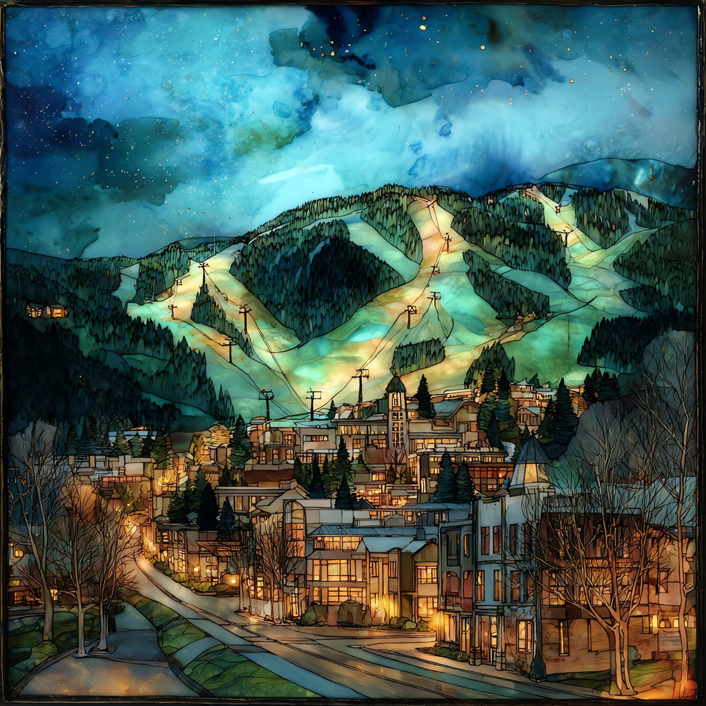 Aspen Mountain at twilight Elk Range — ceramic art tile