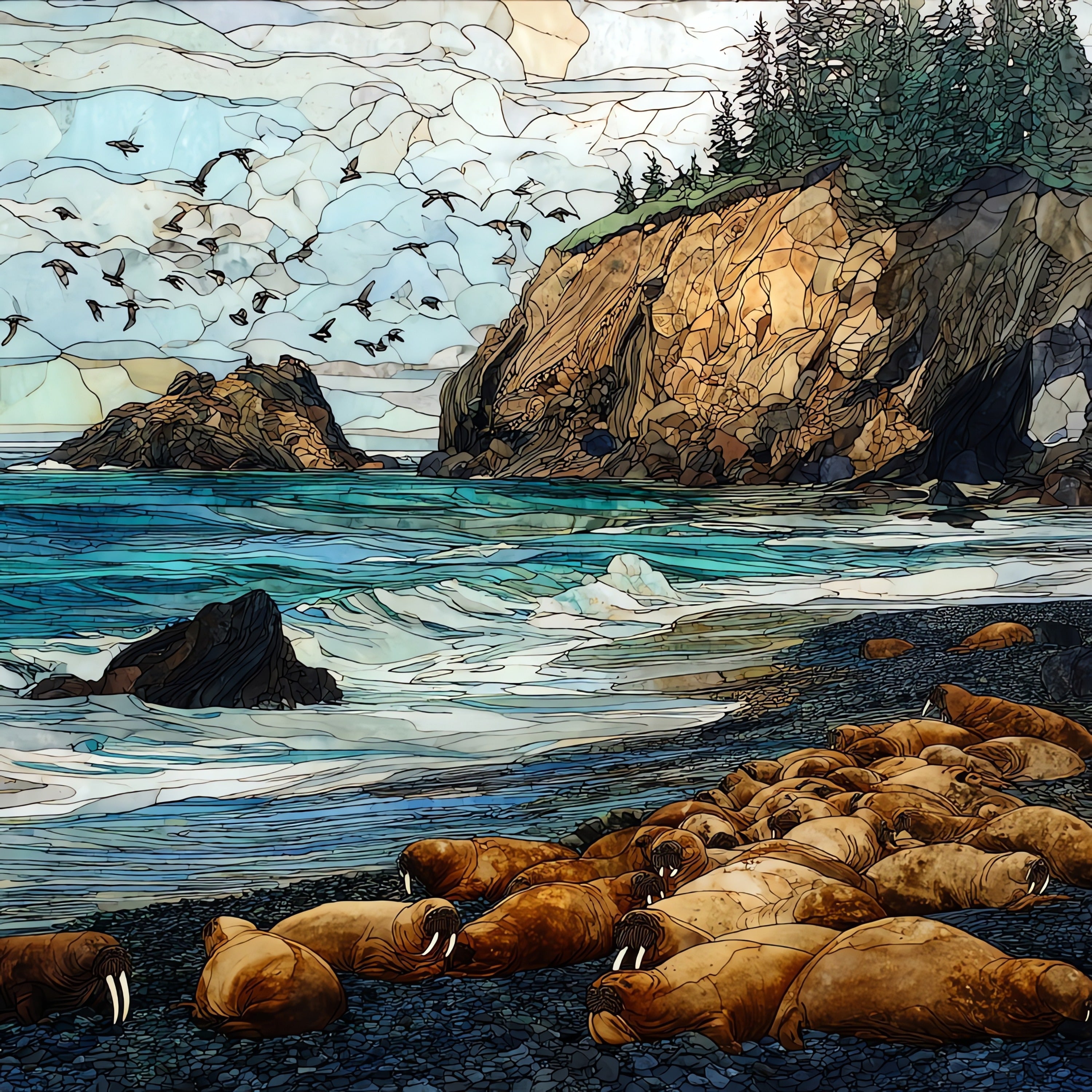 Round Island — ceramic art tile