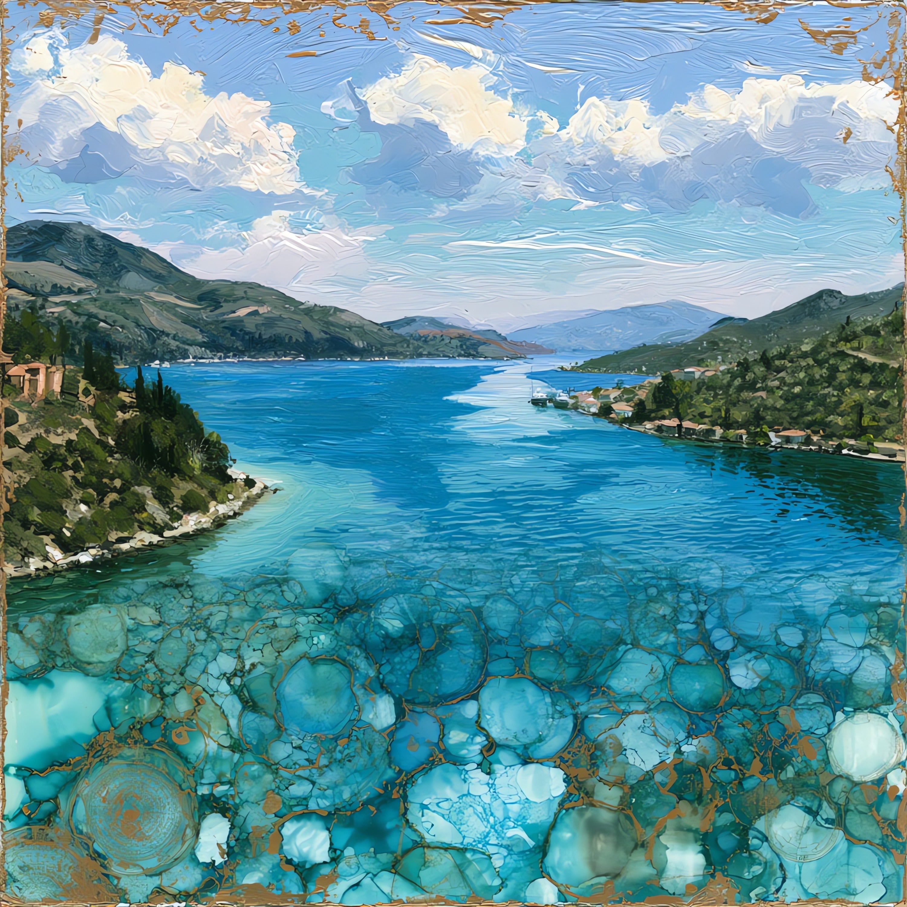 Strait of Poros — ceramic art tile