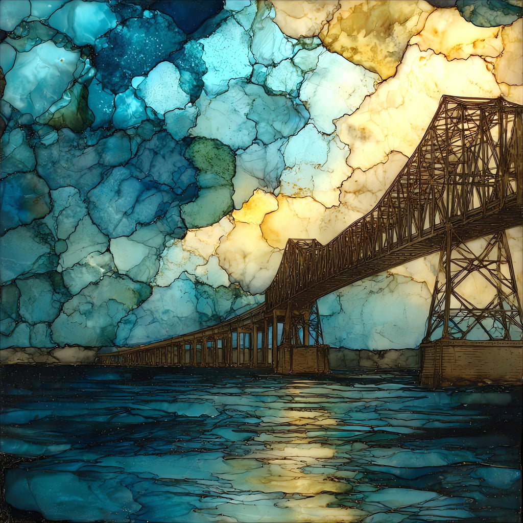 the James River Bridge crossing the — ceramic art tile