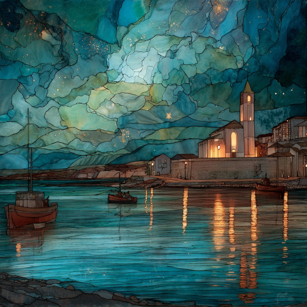 Castro Urdiales Harbor Church — ceramic art tile