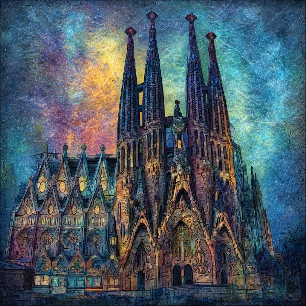 Sagrada Familia Basilica Facade Spires — ceramic art tile