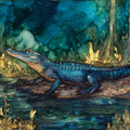 Caddo Lake great blue heron stalking — ceramic art tile