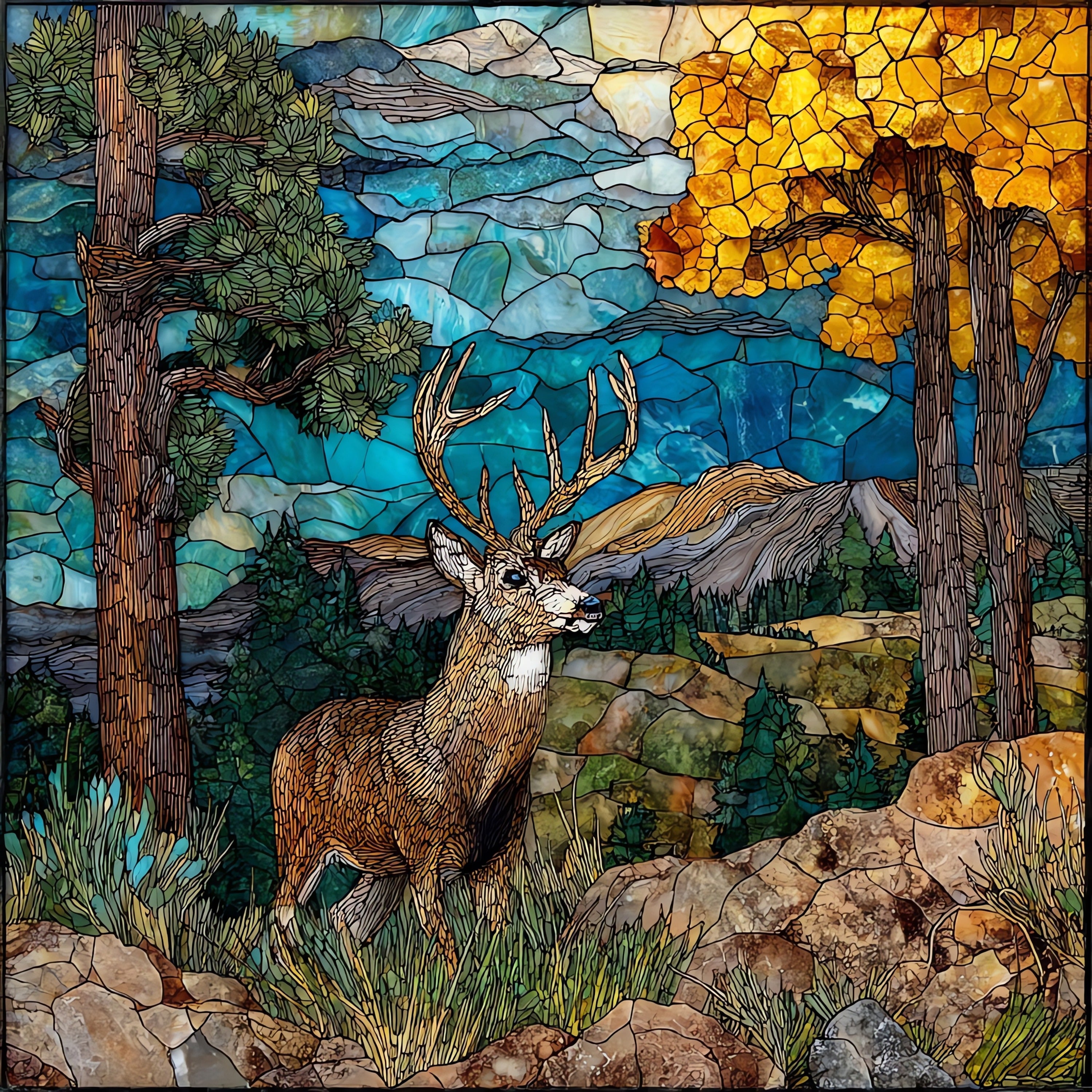 a mule deer — ceramic art tile