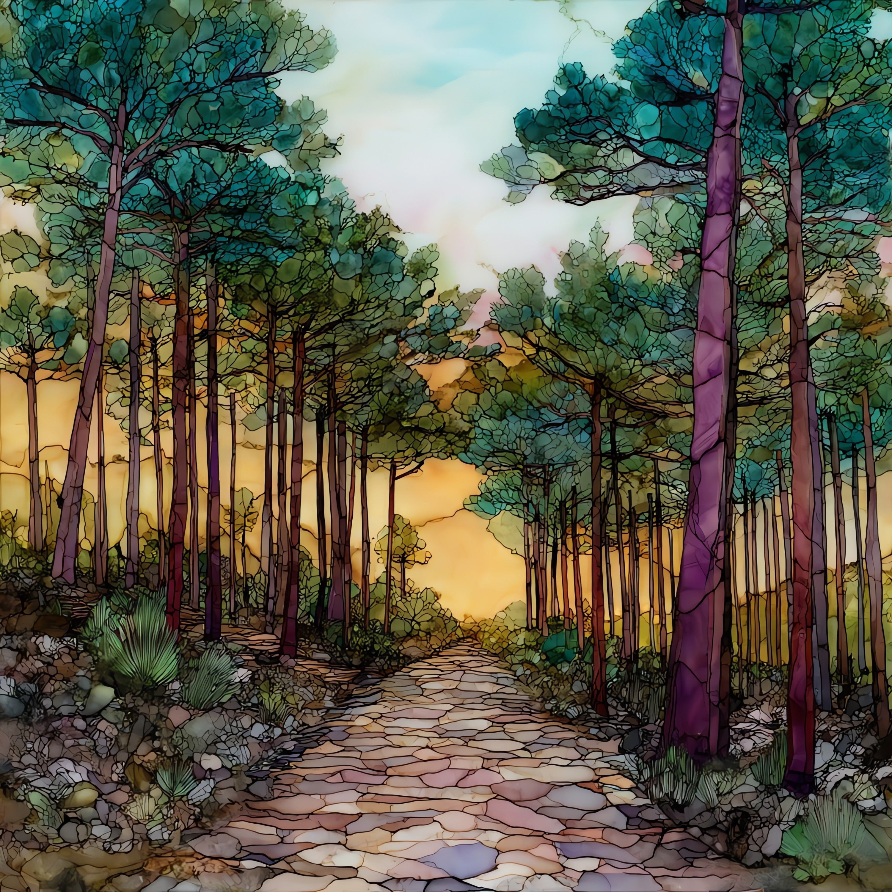 the Pinelands pitch pine forest — ceramic art tile