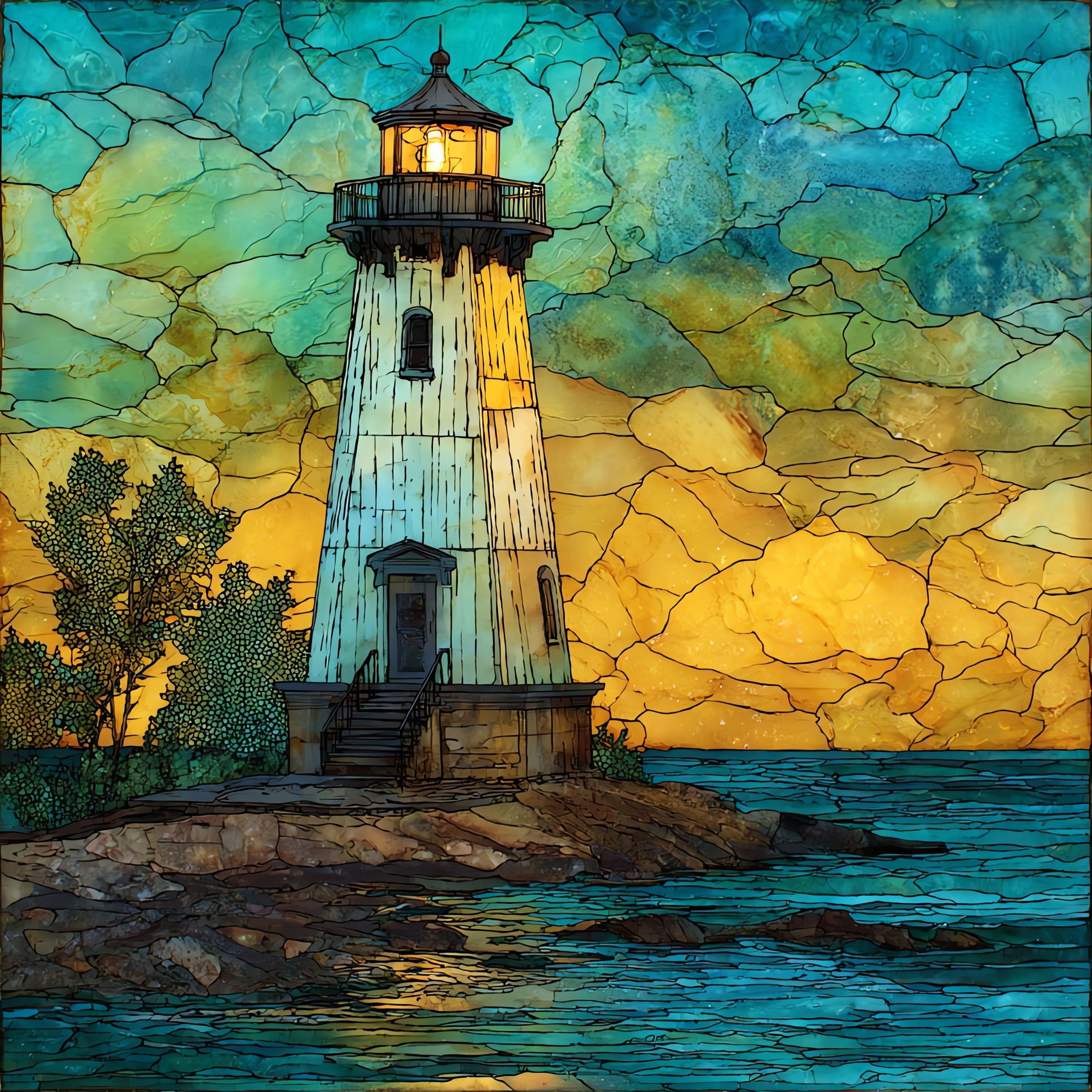 Big Bay Point Lighthouse standing on — ceramic art tile