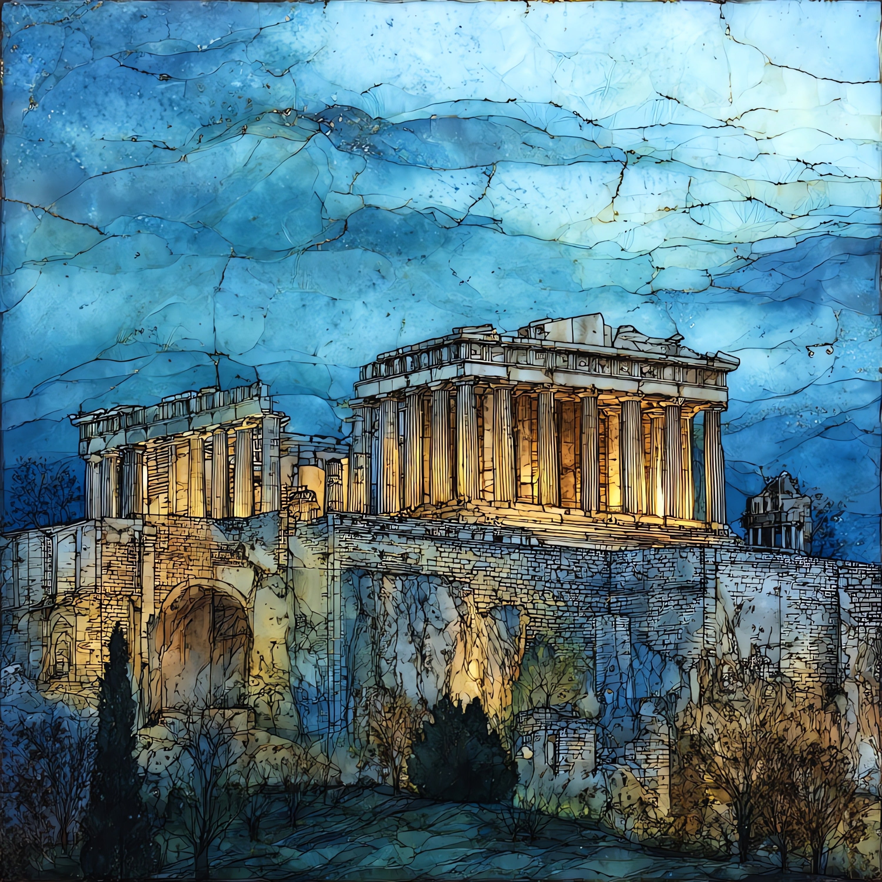 Acropolis of Athens — ceramic art tile