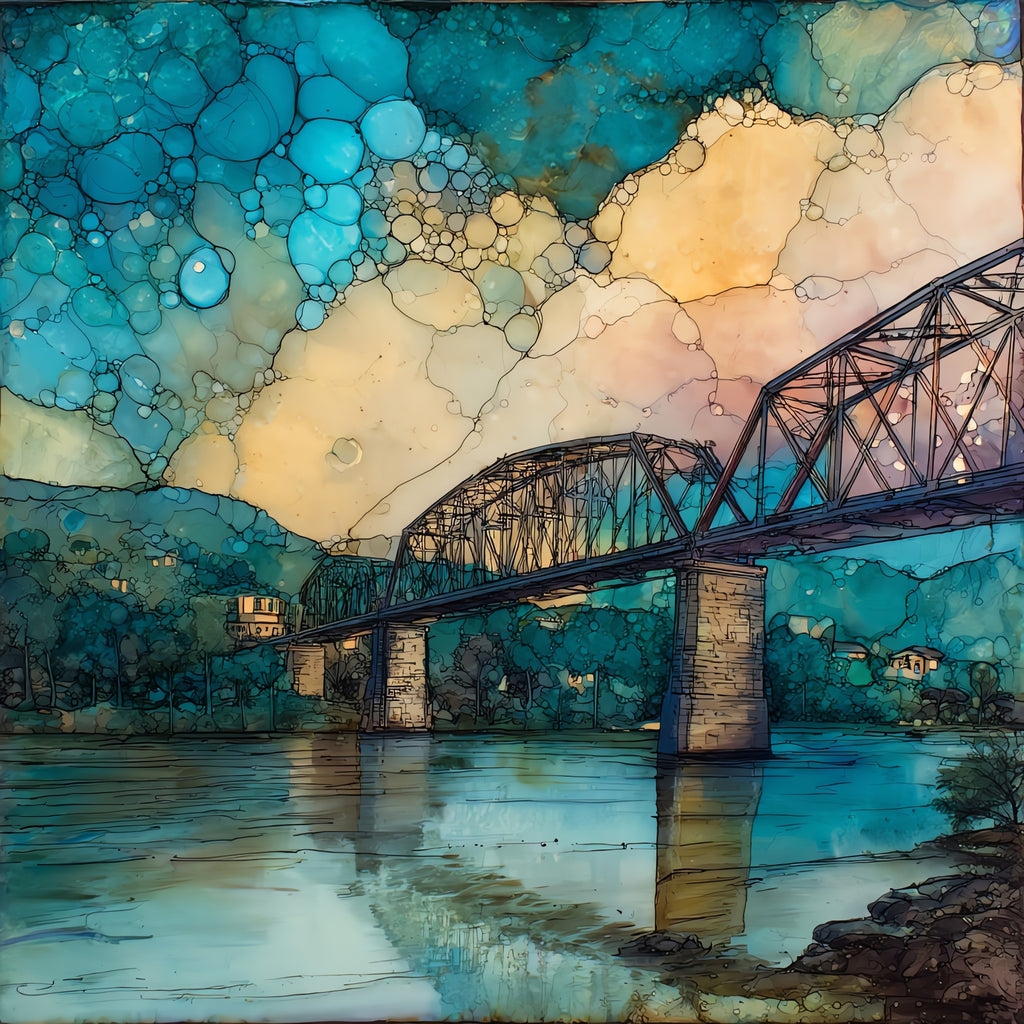 the Walnut Street Bridge — ceramic art tile