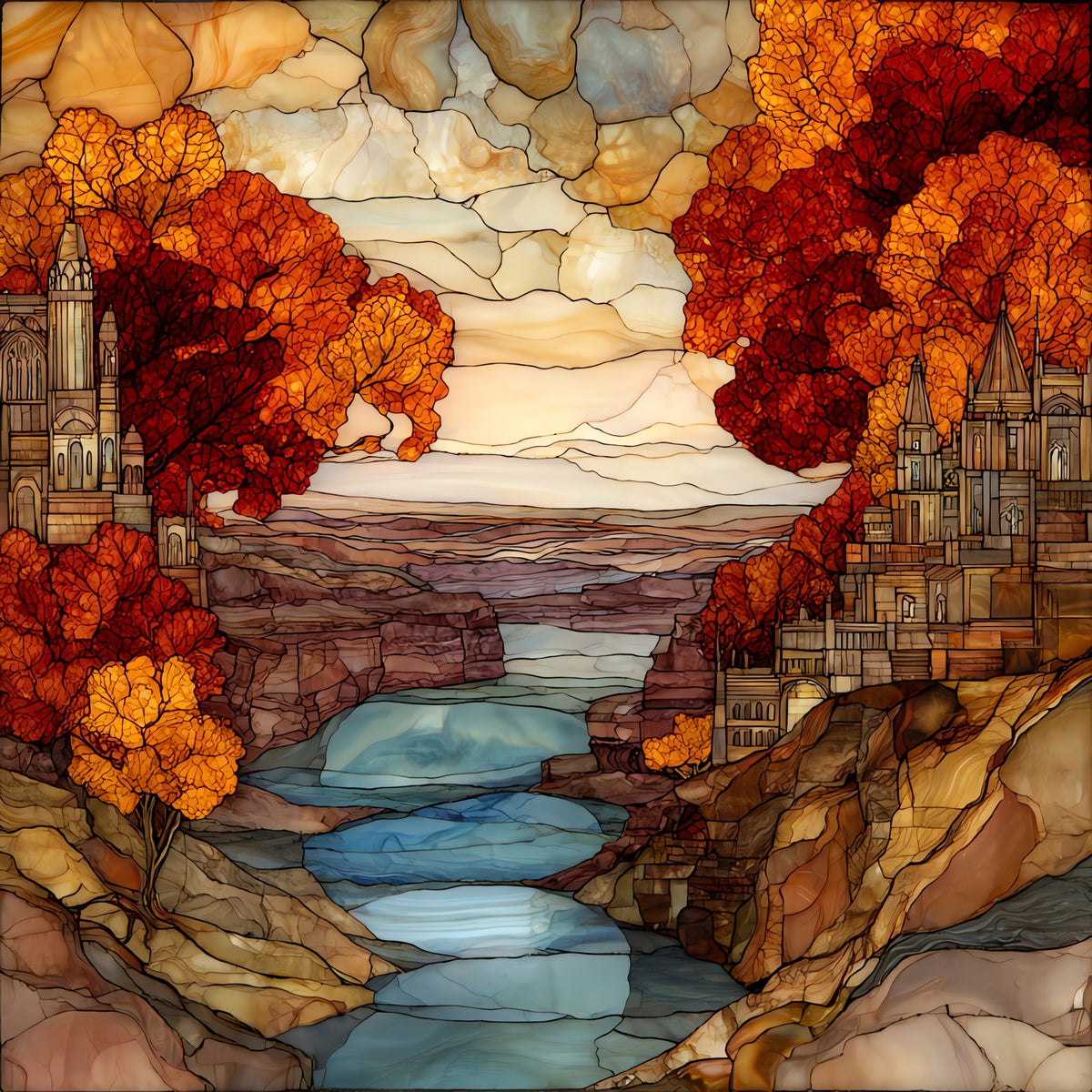 the Mississippi River bluffs — ceramic art tile
