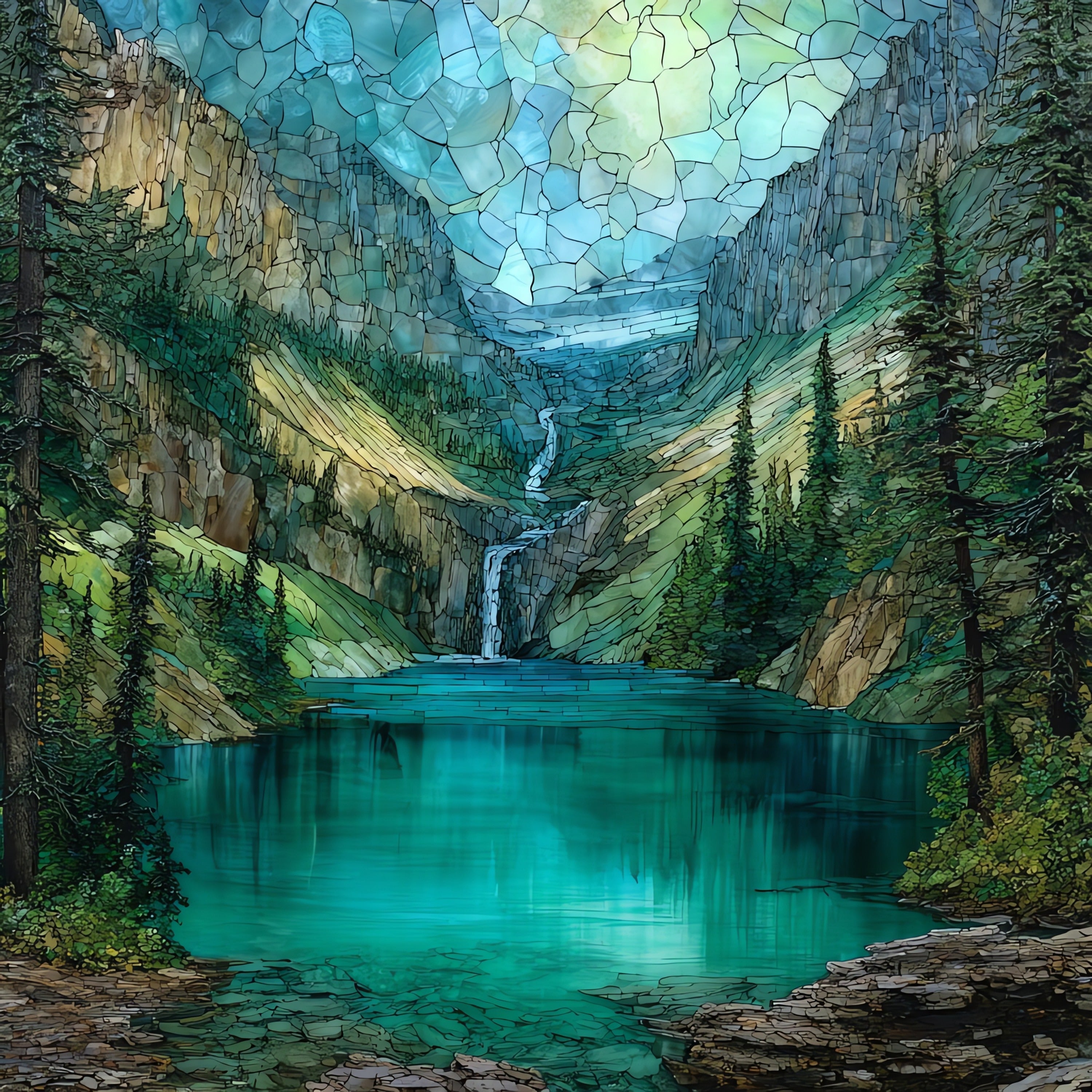 Avalanche Lake below the — ceramic art tile