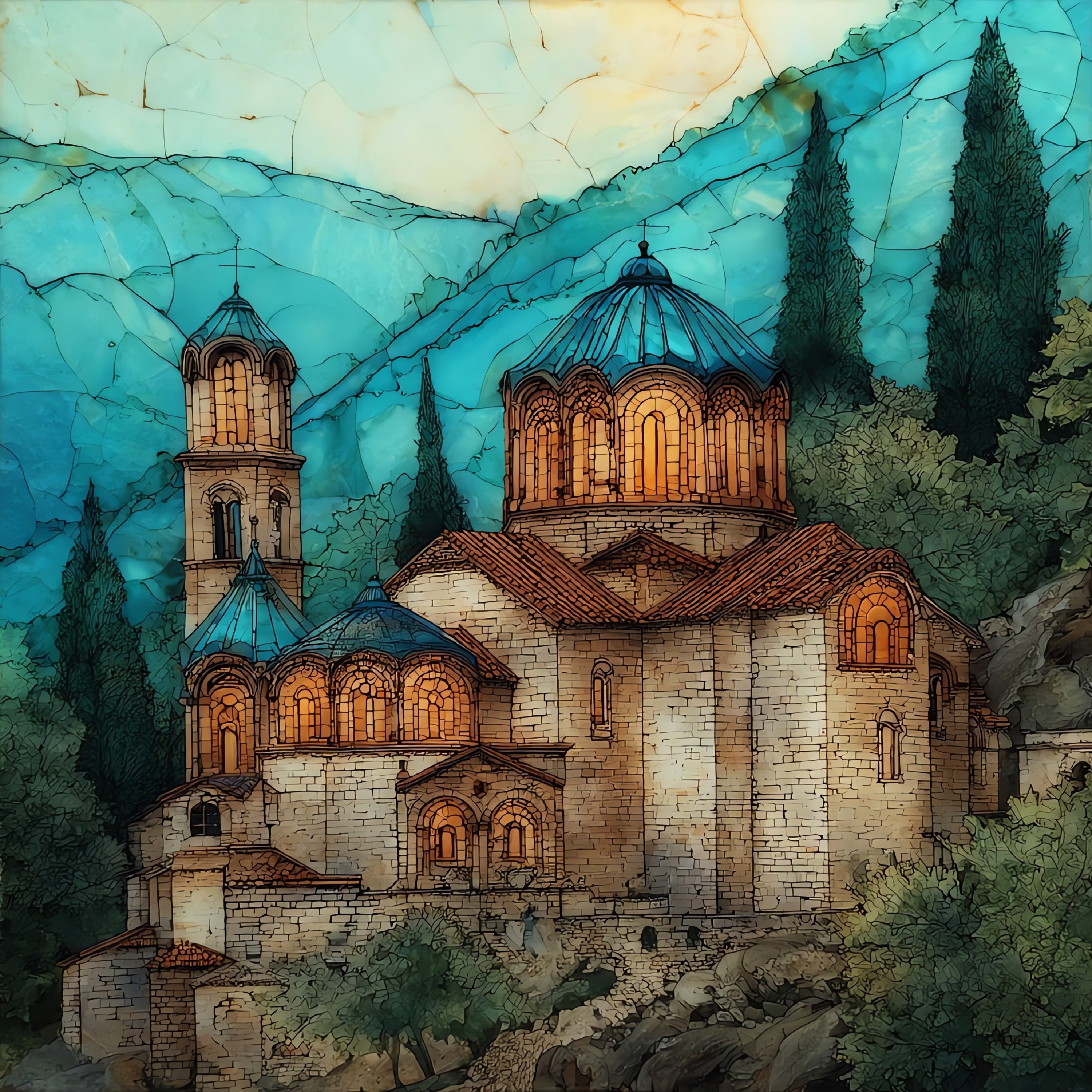Nea Moni Monastery — ceramic art tile