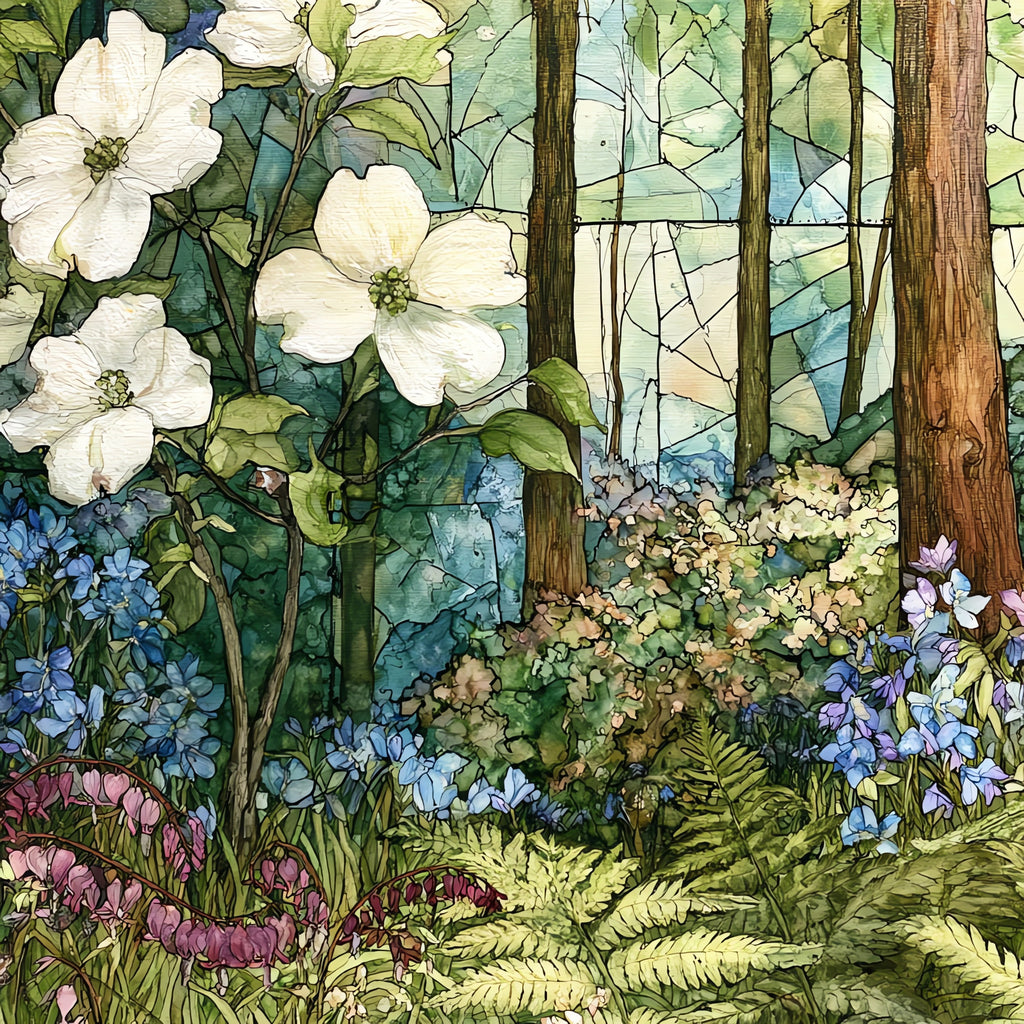 the Mount Cuba Center woodland garden — ceramic art tile