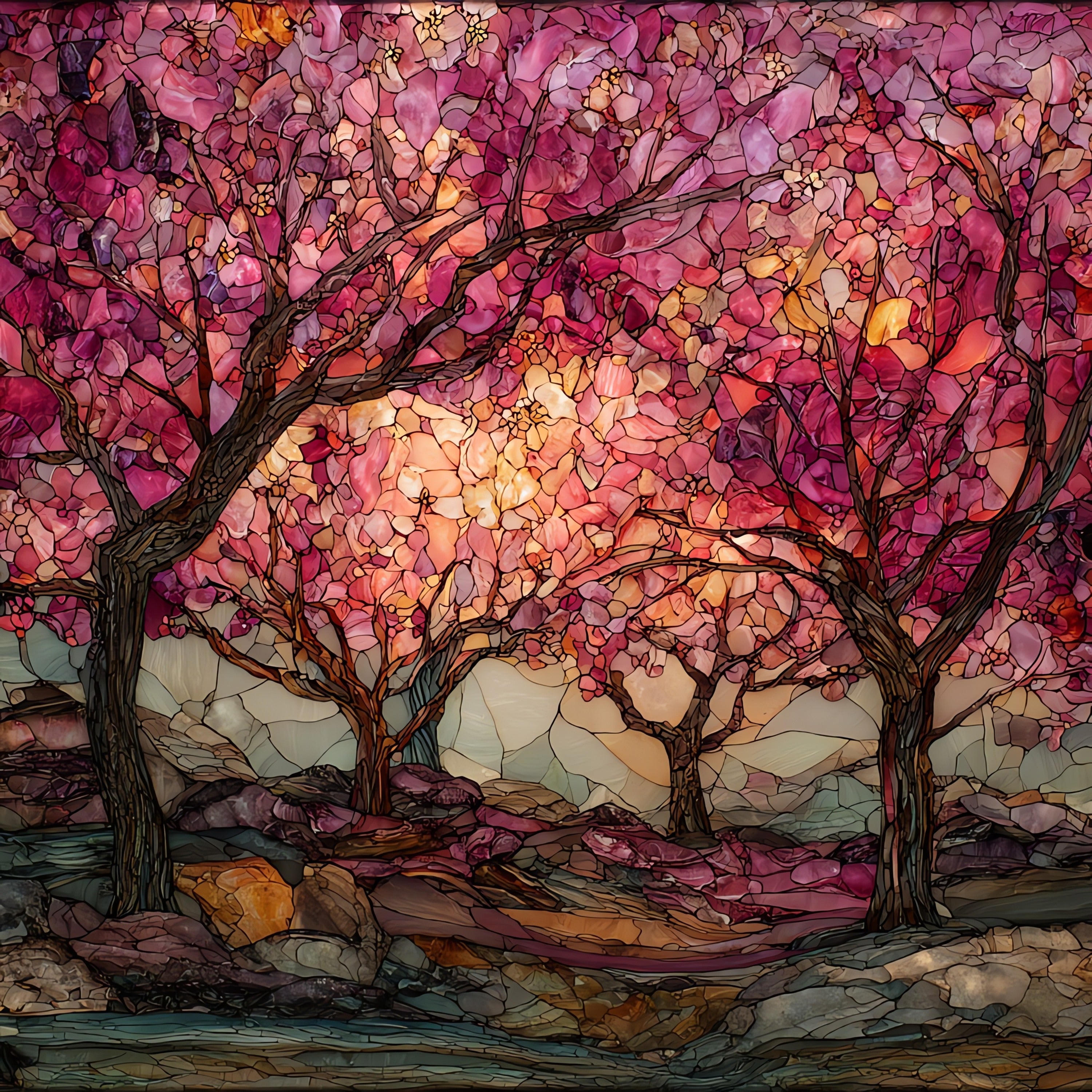 Branch Brook cherry trees — ceramic art tile