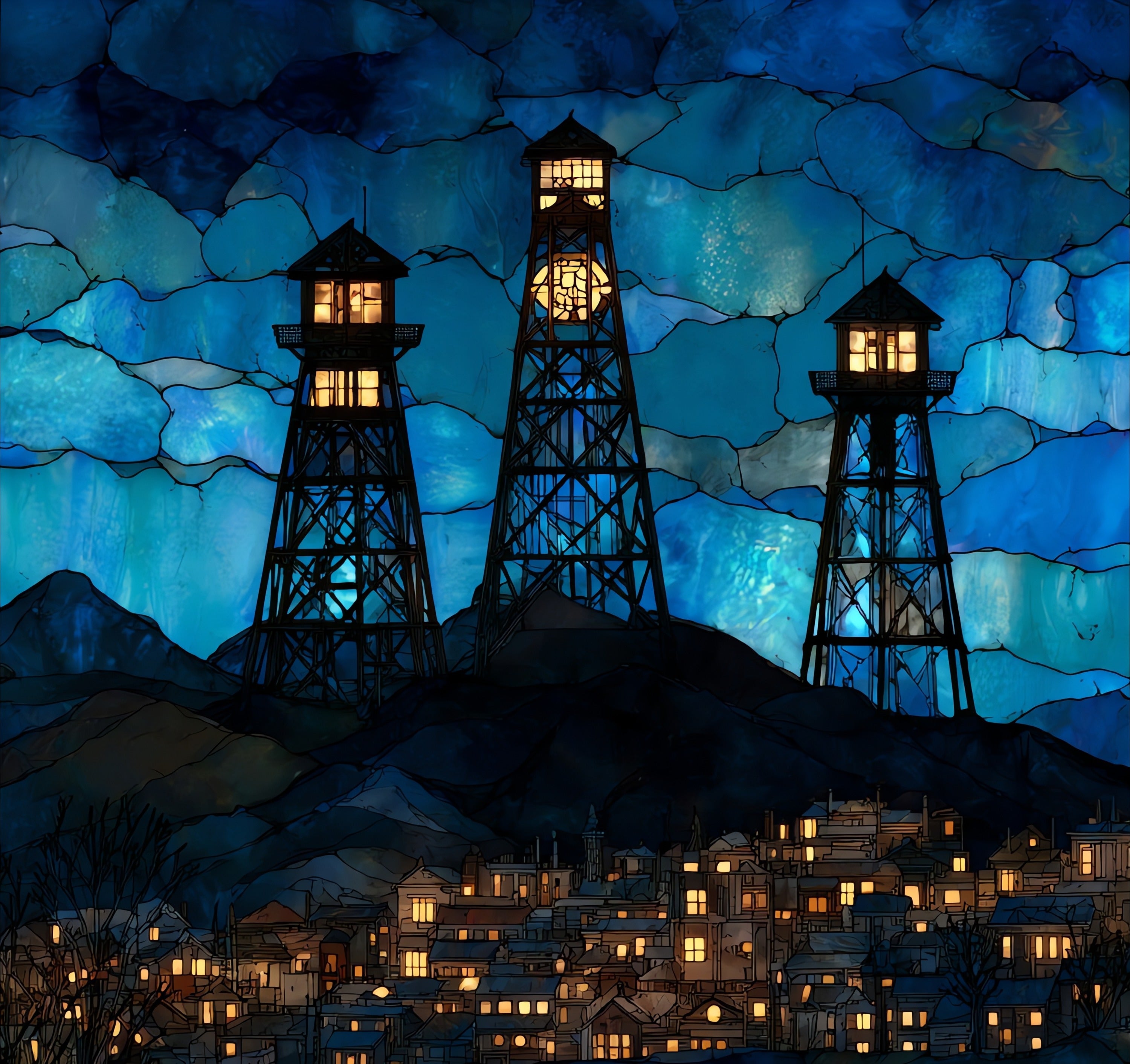 the Butte gallows-frame headframes — ceramic art tile