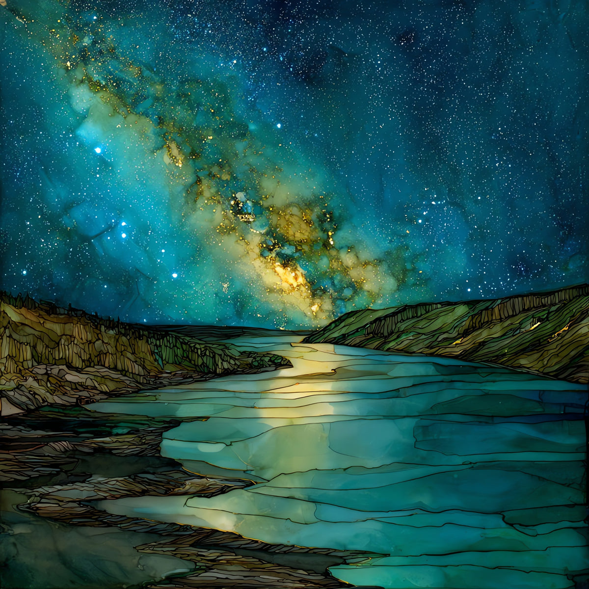 the Niobrara River dark sky — ceramic art tile