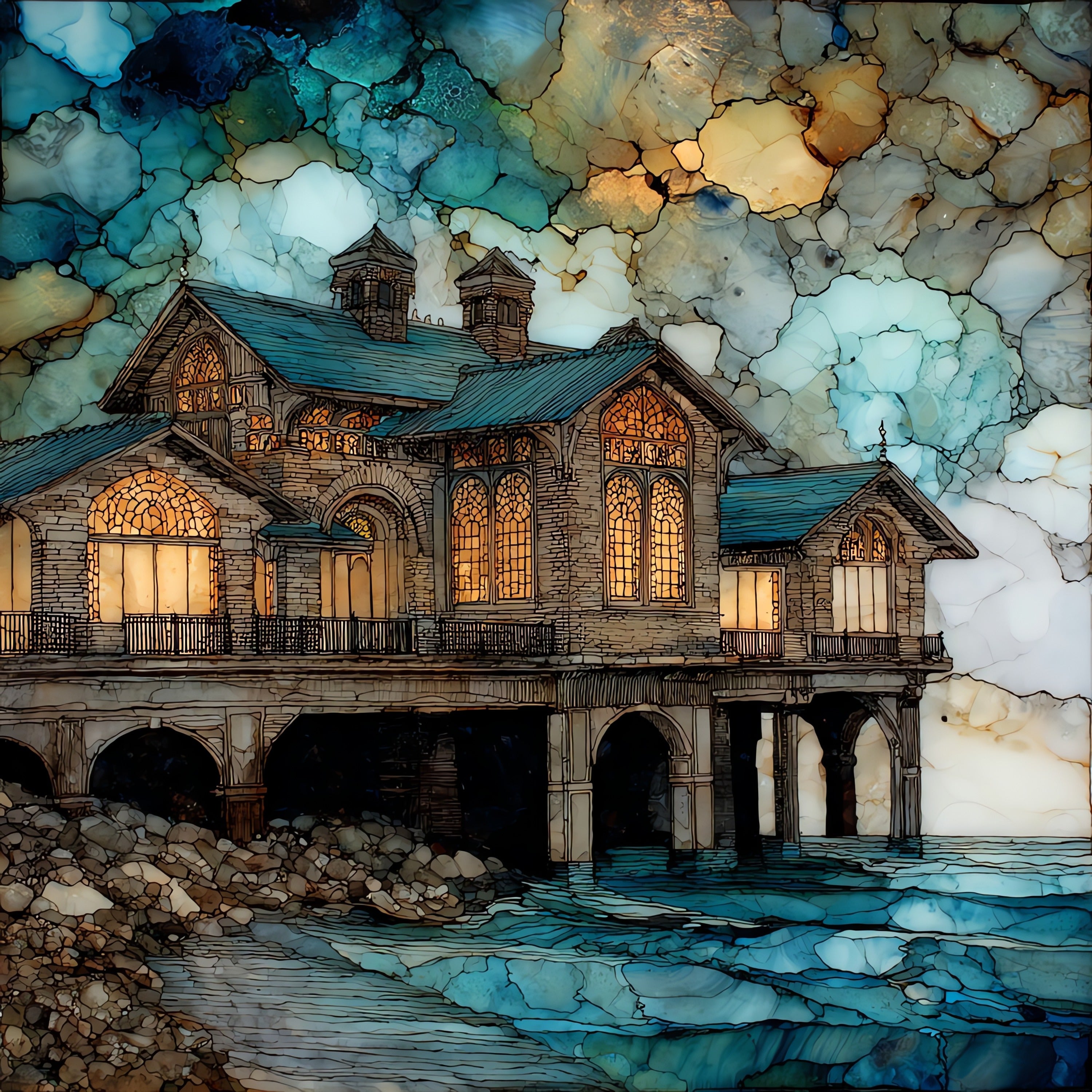 the historic Indiana Dunes Pavilion — ceramic art tile
