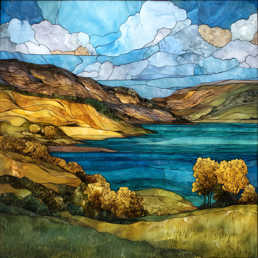 Lake Mitchell summer recreation — ceramic art tile