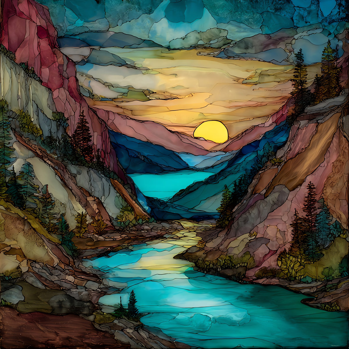 the Sunrise Mountain Stokes — ceramic art tile
