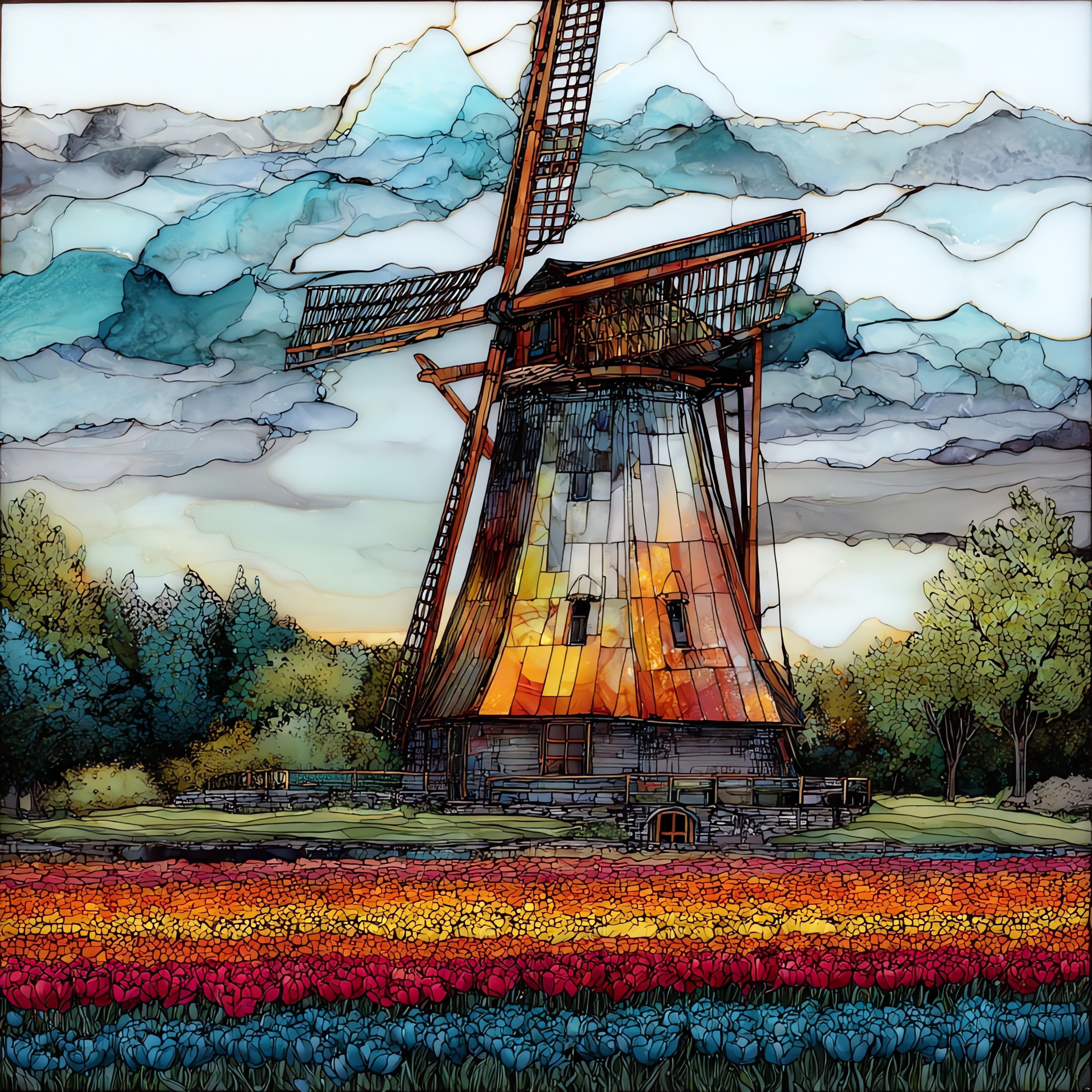 the De Zwaan windmill — ceramic art tile
