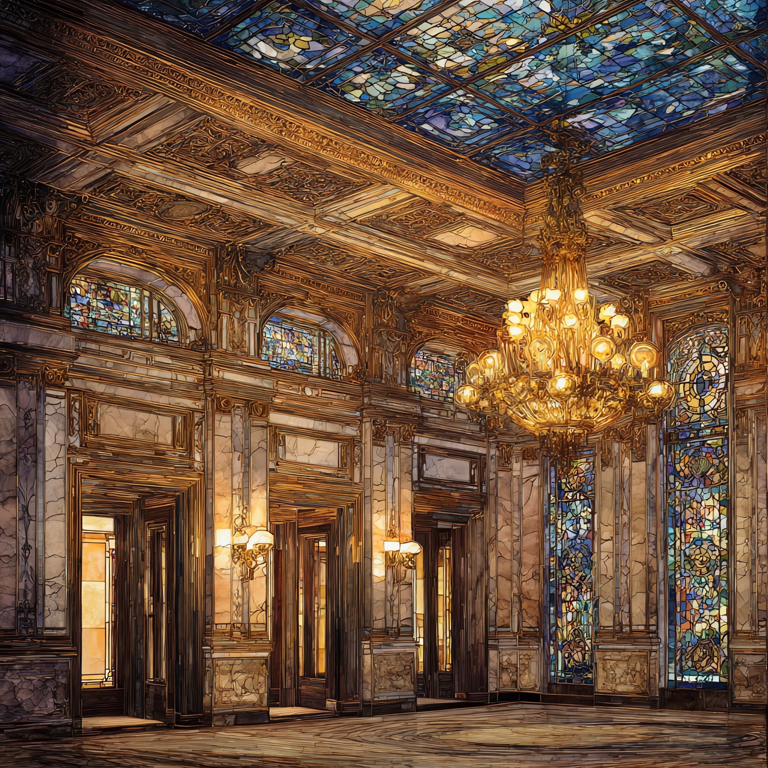 the Marble House gold ballroom — ceramic art tile