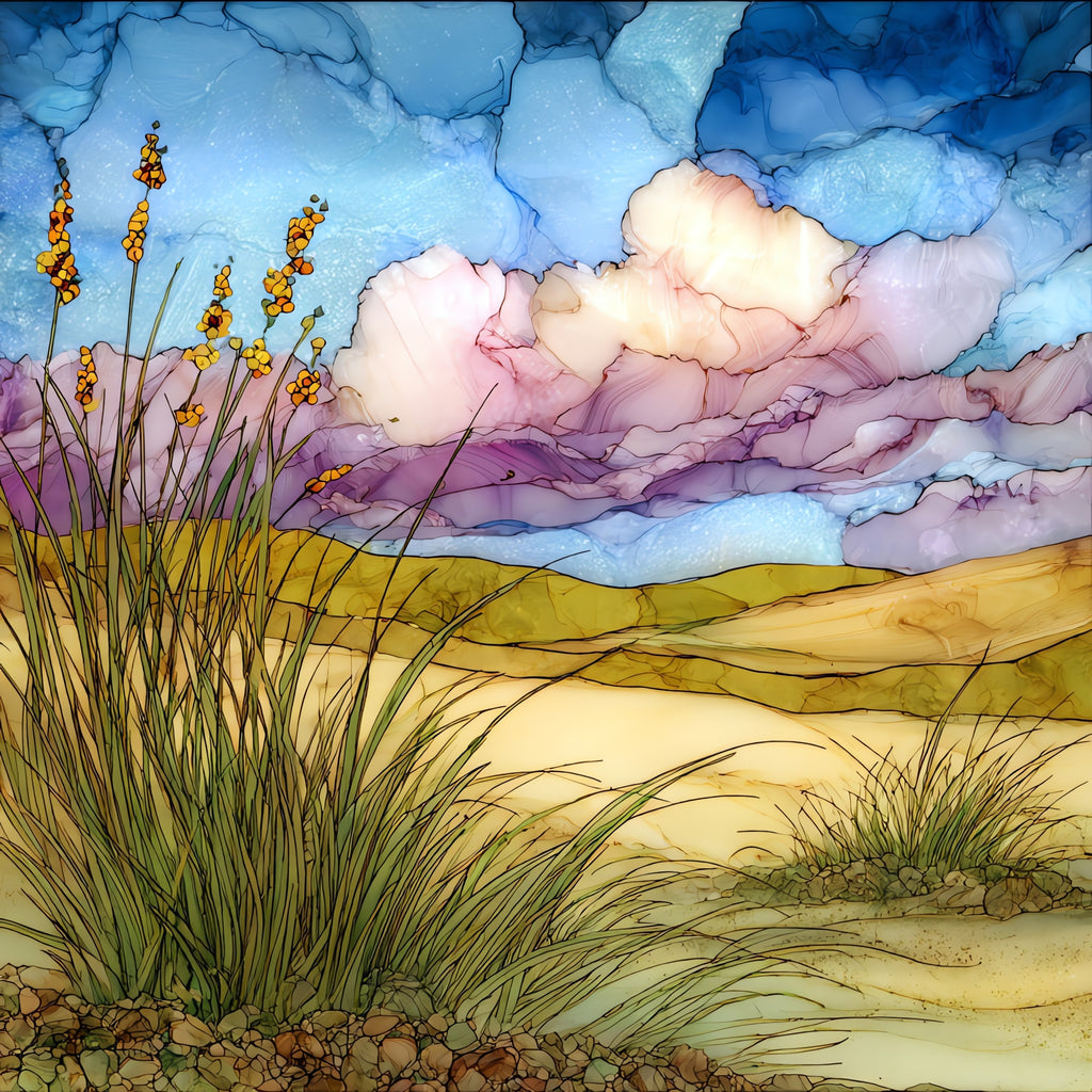 the Sandhills mixed grass prairie — ceramic art tile