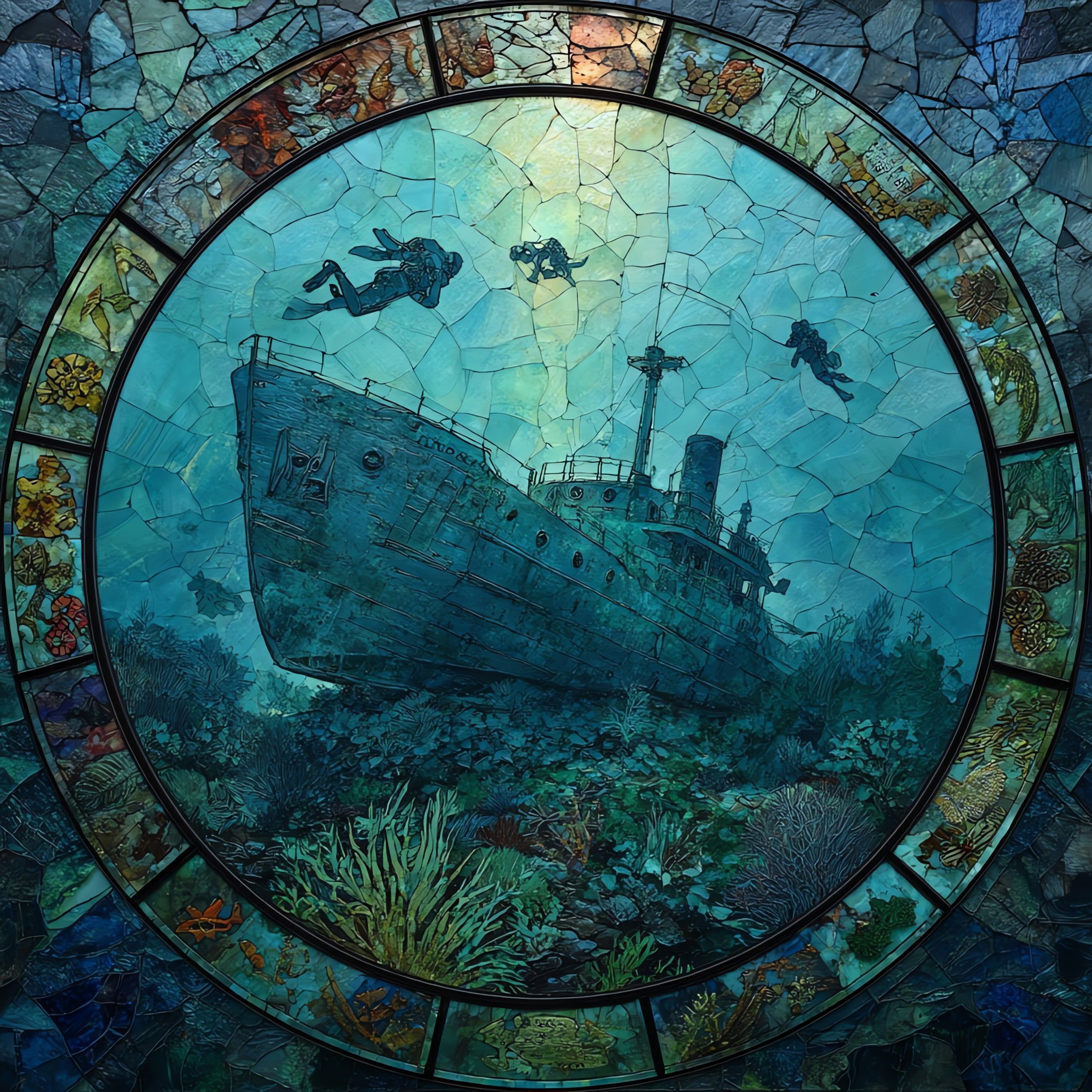 Goliath grouper aggregation — ceramic art tile