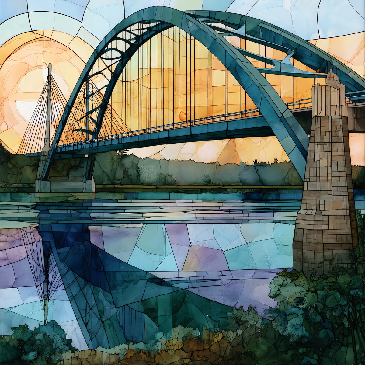 the Sorlie Memorial Bridge — ceramic art tile